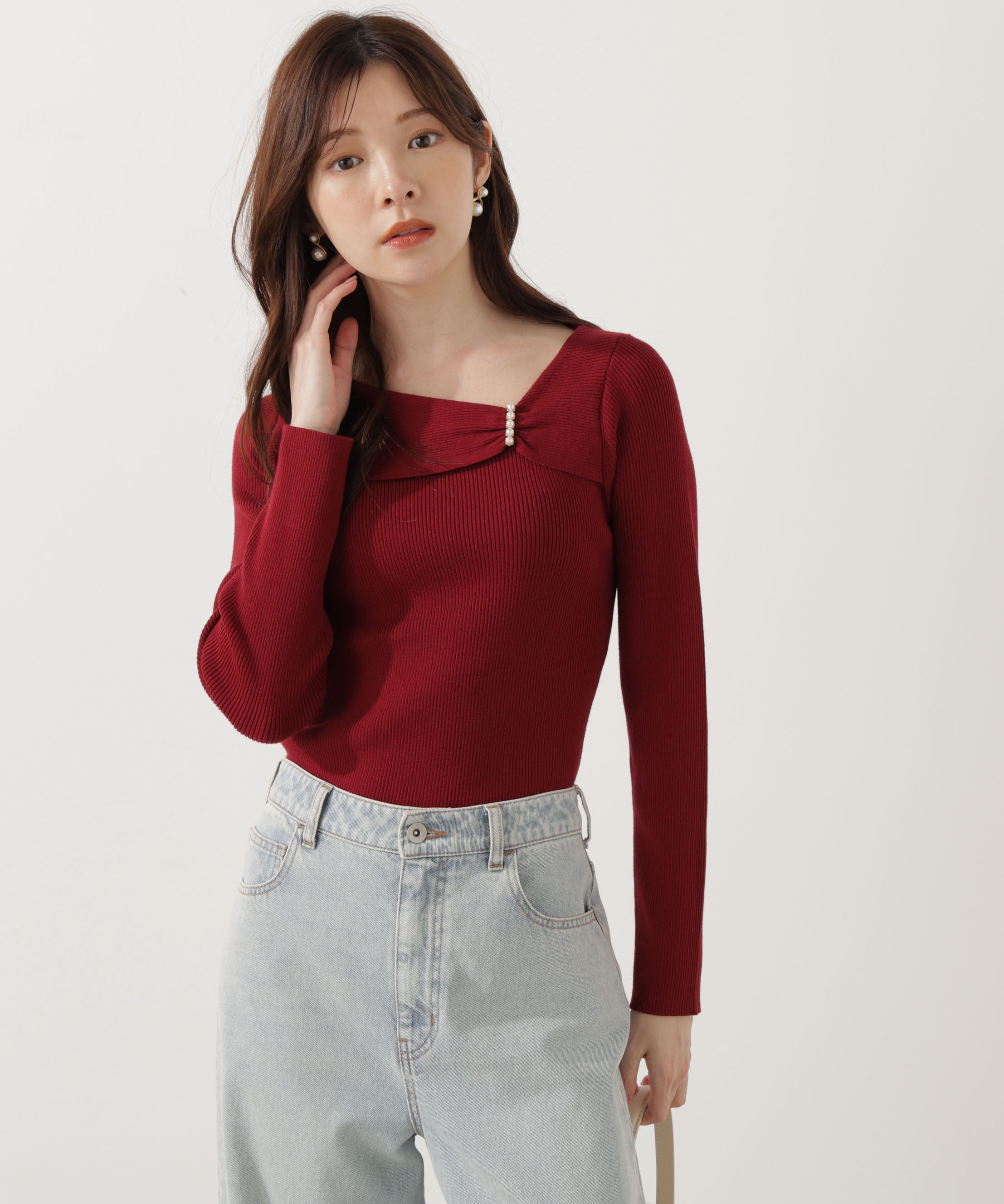 PROPORTION BODY DRESSING「アシメパールデザインニット 25AW」|ニット・セーター|