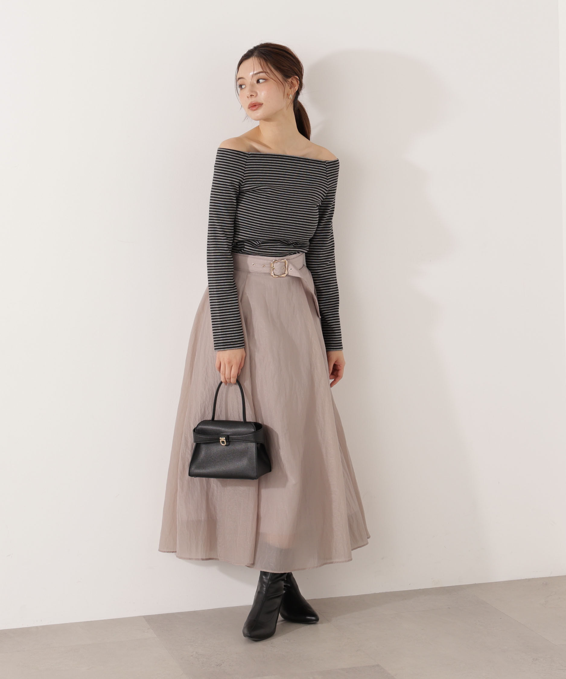 PROPORTION BODY DRESSING「ベルト付きシアーフレアスカート」|スカート|