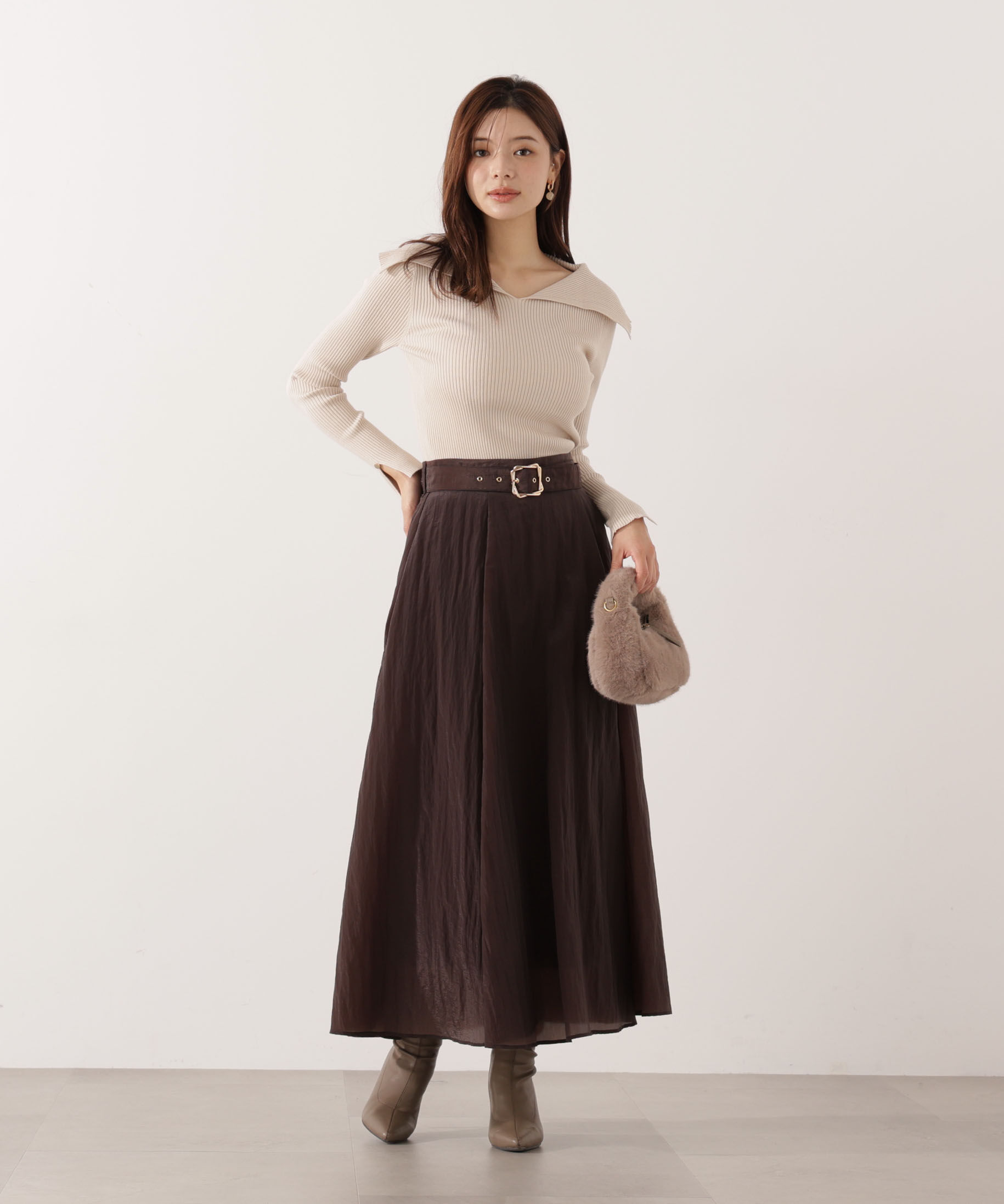 PROPORTION BODY DRESSING「ベルト付きシアーフレアスカート」|スカート|