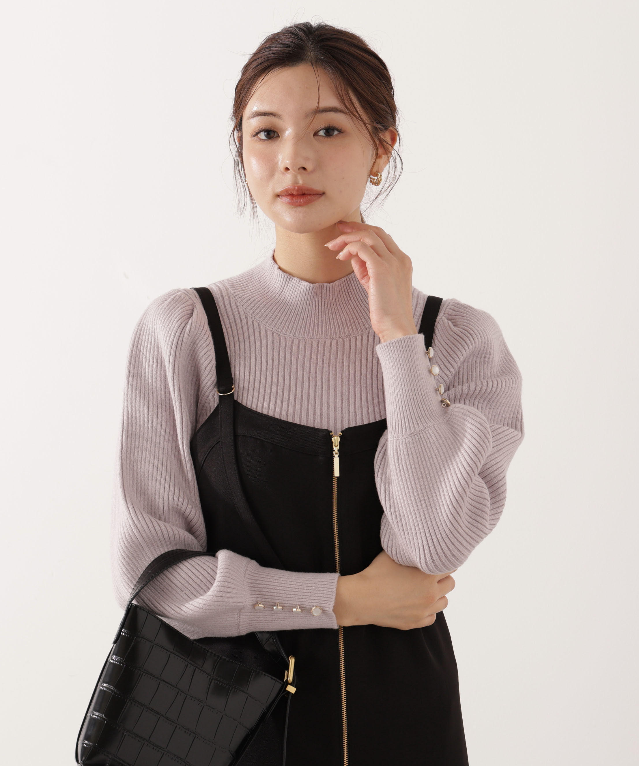 PROPORTION BODY DRESSING「＜ハンドウォッシャブル＞ハイネックボリュームスリーブニット 25AW」|ニット・セーター|