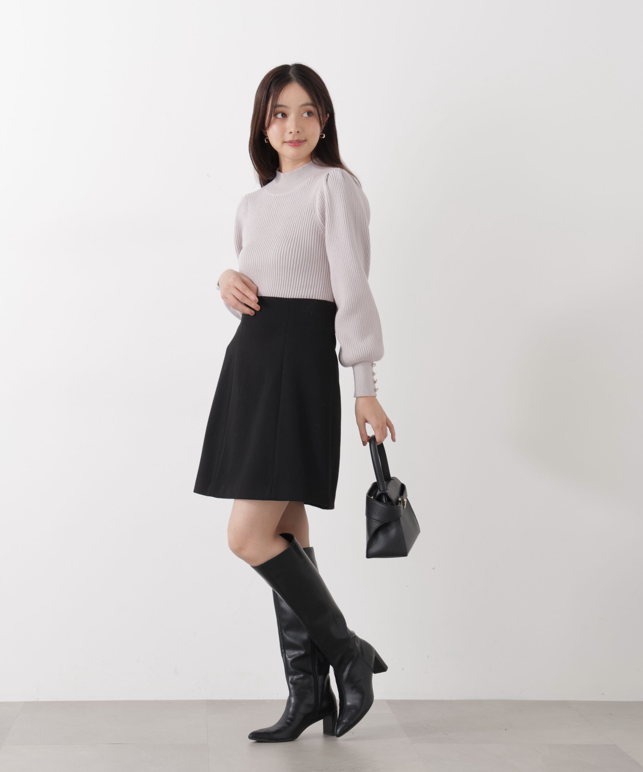 PROPORTION BODY DRESSING「＜ハンドウォッシャブル＞ハイネックボリュームスリーブニット 25AW」|ニット・セーター|