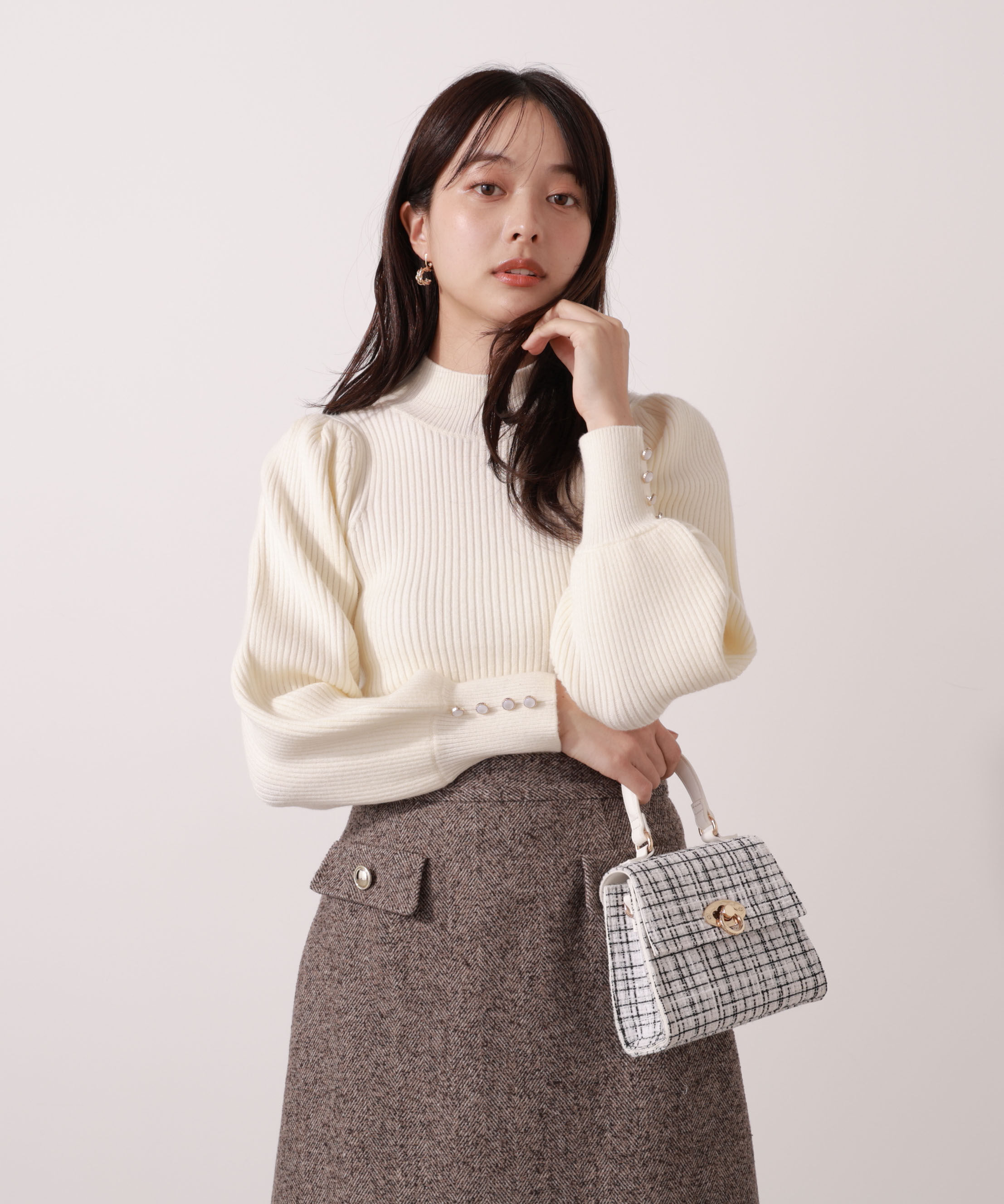 PROPORTION BODY DRESSING「＜ハンドウォッシャブル＞ハイネックボリュームスリーブニット 25AW」|ニット・セーター|