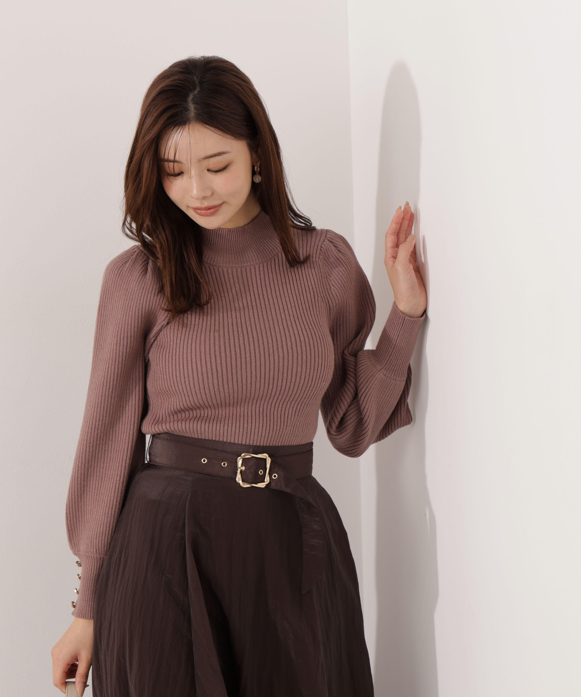 PROPORTION BODY DRESSING「＜ハンドウォッシャブル＞ハイネックボリュームスリーブニット 25AW」|ニット・セーター|