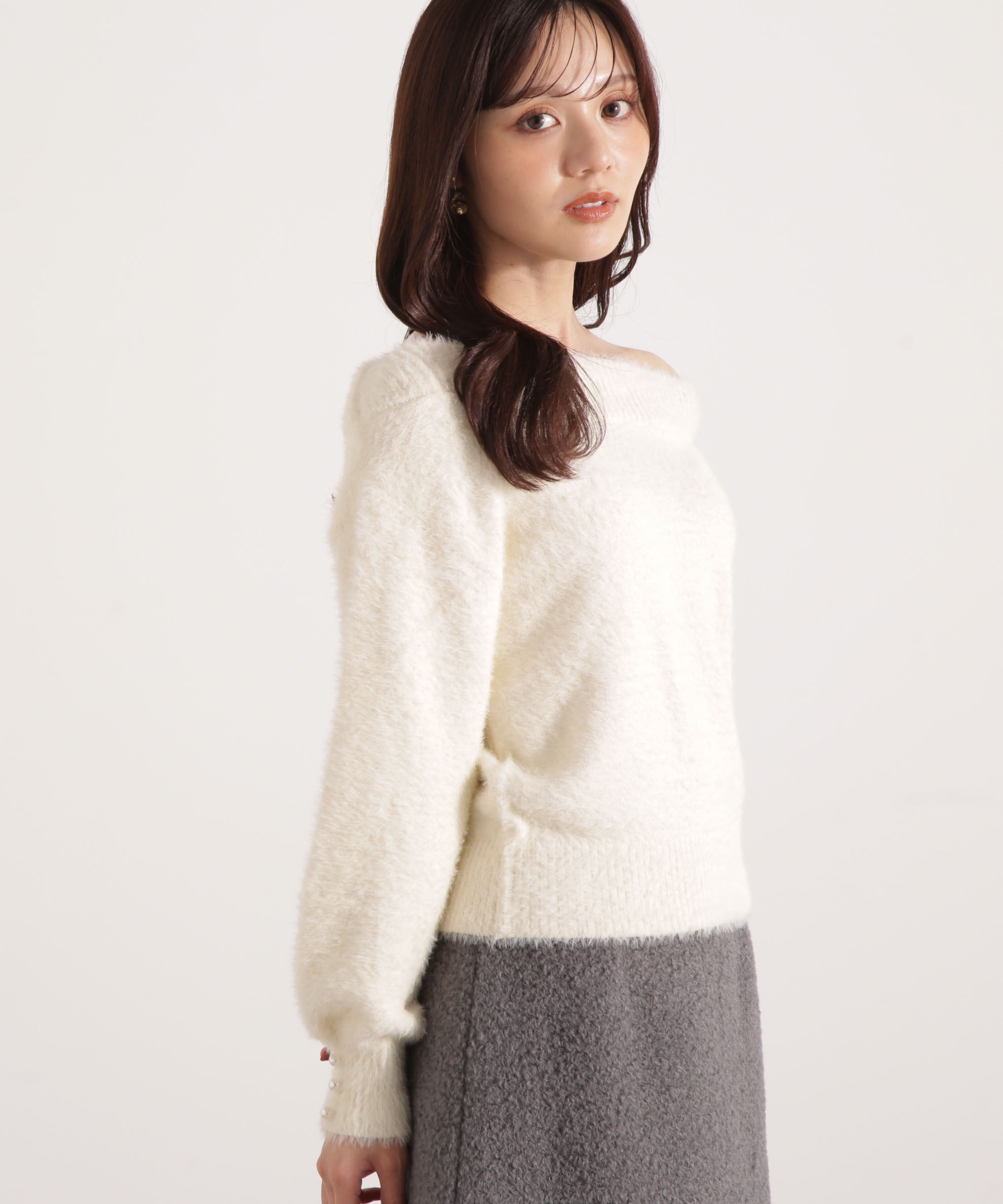 PROPORTION BODY DRESSING「ミニシャギーオフショルニット 25AW」|ニット・セーター|