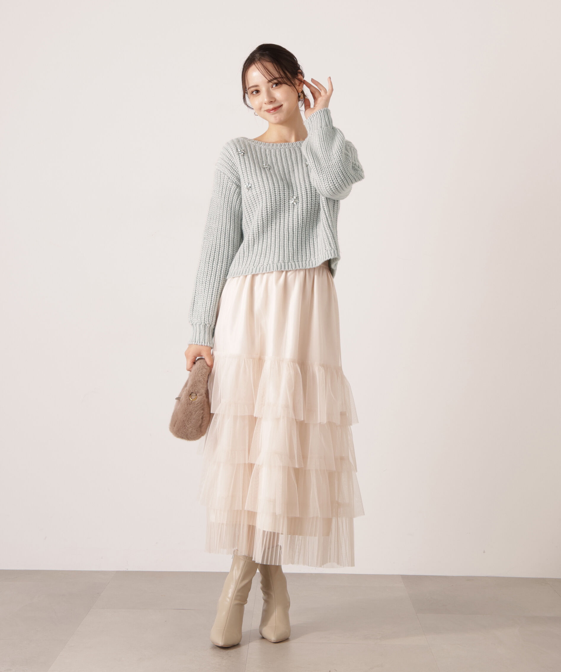 PROPORTION BODY DRESSING「部分プリーツティアードスカート　25AW」|スカート|