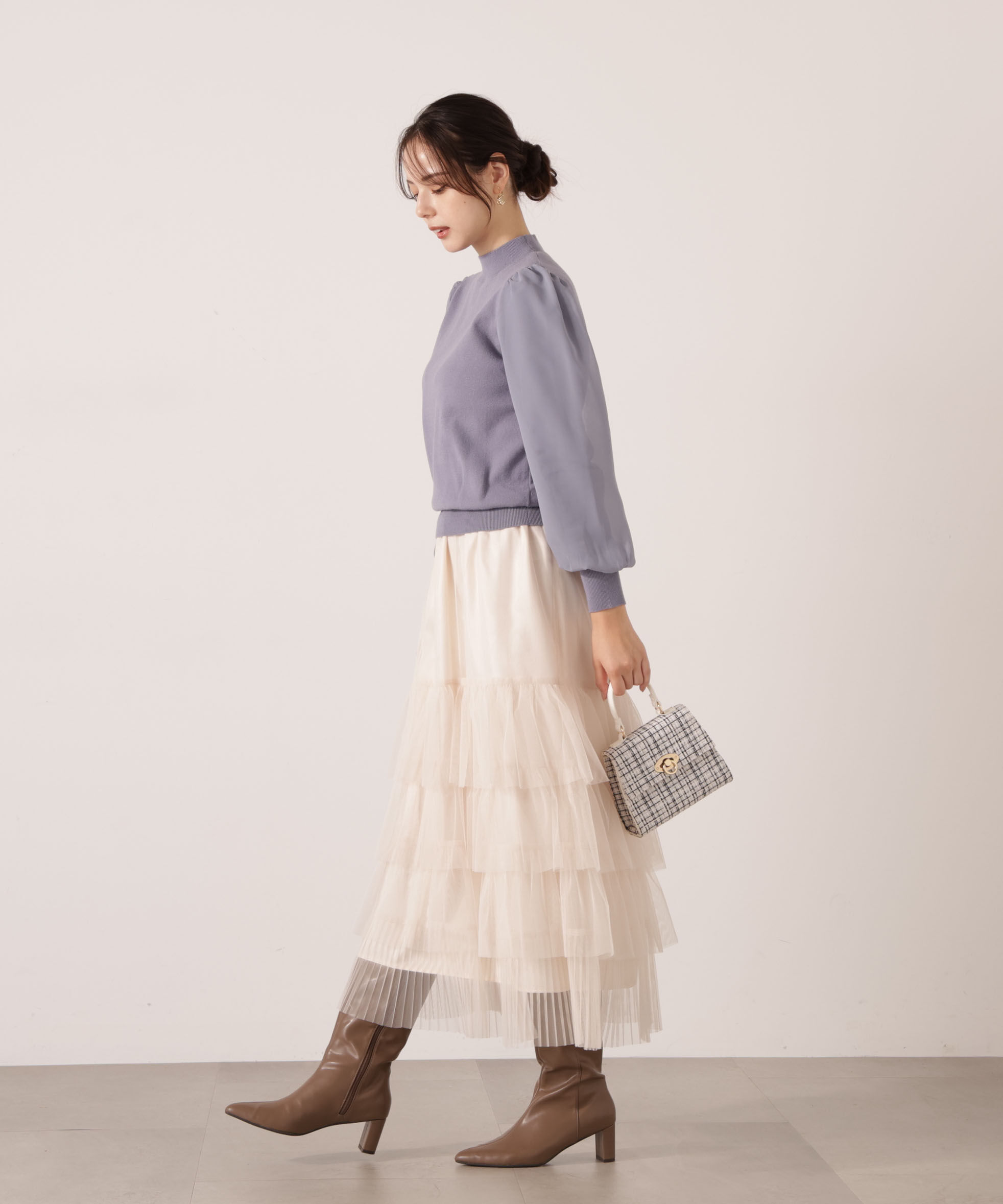 PROPORTION BODY DRESSING「部分プリーツティアードスカート　25AW」|スカート|