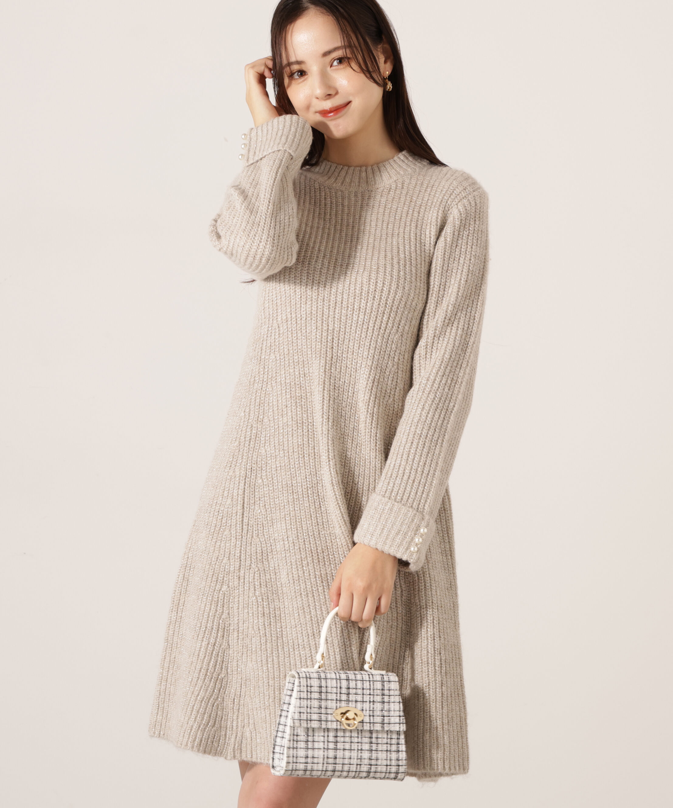 PROPORTION BODY DRESSING「ウールブレンドラメ入りニットミニワンピース　25AW」|ワンピース|