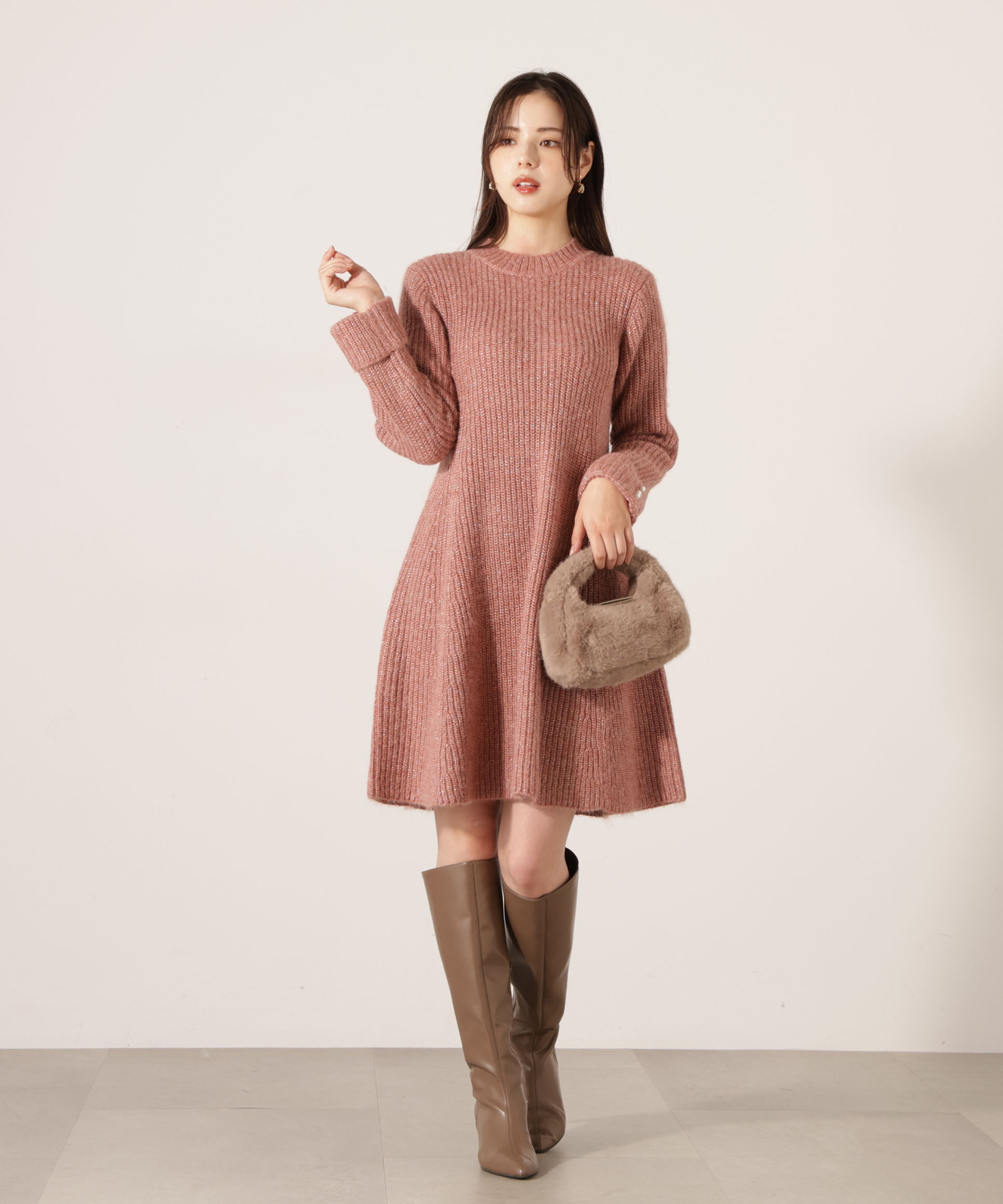 PROPORTION BODY DRESSING「ウールブレンドラメ入りニットミニワンピース　25AW」|ワンピース|