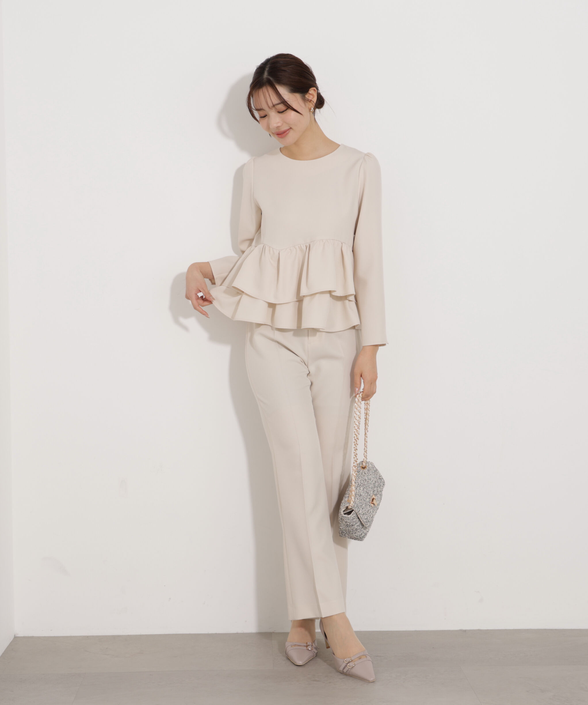 PROPORTION BODY DRESSING「＜ウォッシャブル＞ランダムヘムペプラムブラウス」|シャツ・ブラウス|