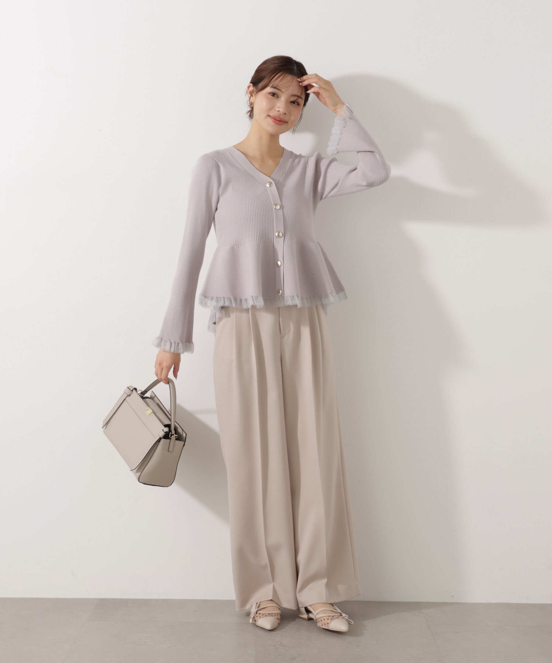 PROPORTION BODY DRESSING「シアー切替ペプラムニット　26SS」|ニット・セーター|