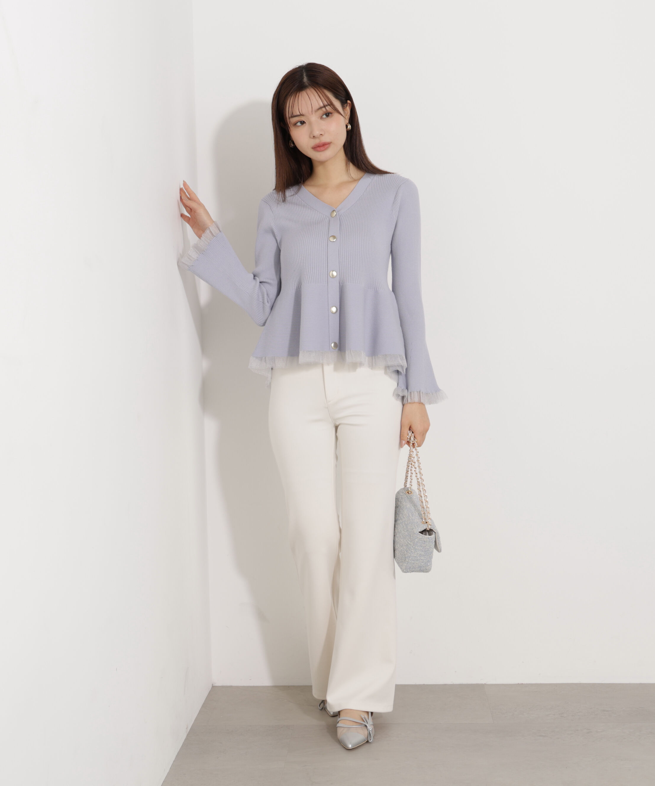 PROPORTION BODY DRESSING「シアー切替ペプラムニット　26SS」|ニット・セーター|