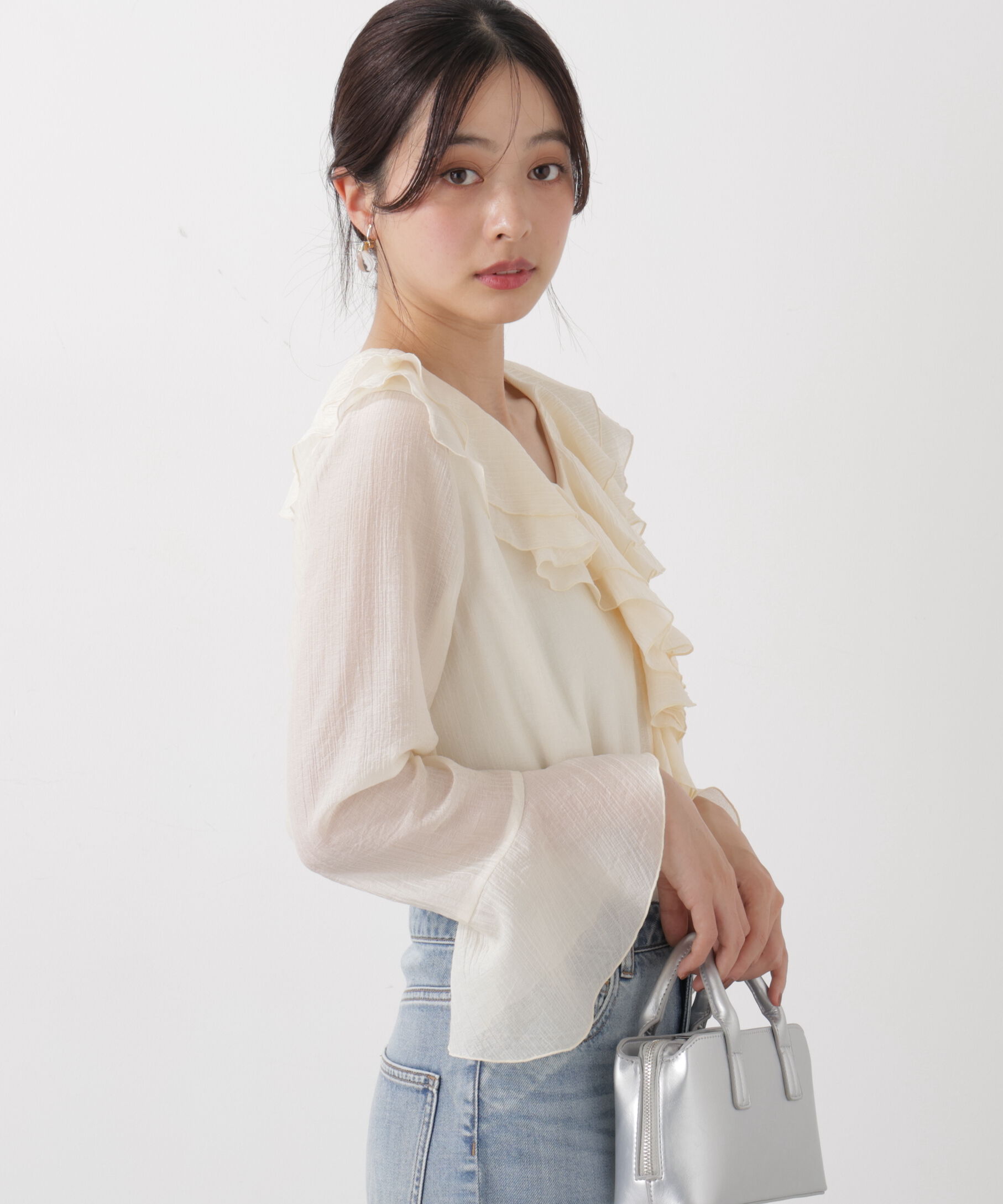 PROPORTION BODY DRESSING「シアー楊柳ラッフルブラウス　26SS」|シャツ・ブラウス|