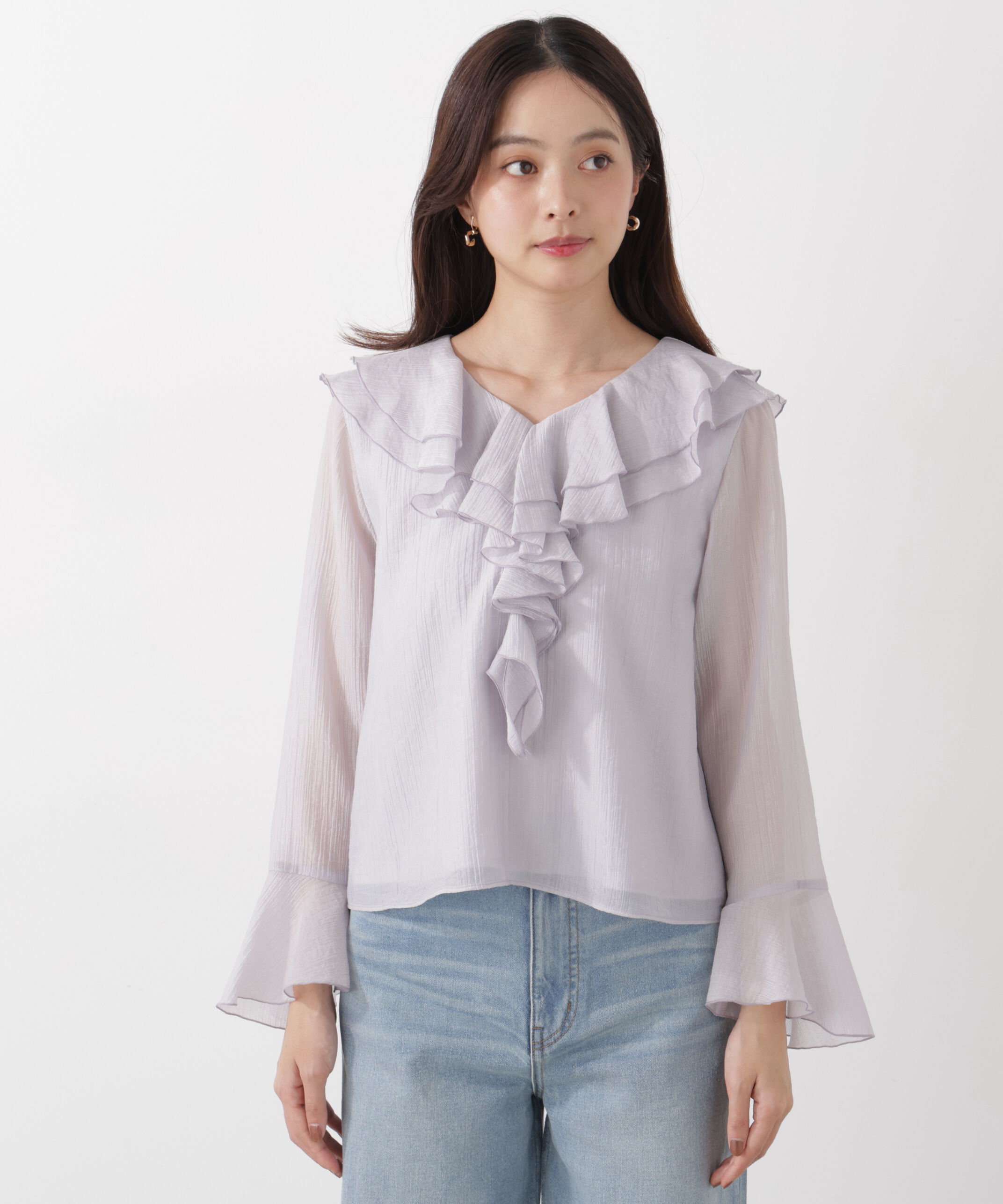 PROPORTION BODY DRESSING「シアー楊柳ラッフルブラウス　26SS」|シャツ・ブラウス|