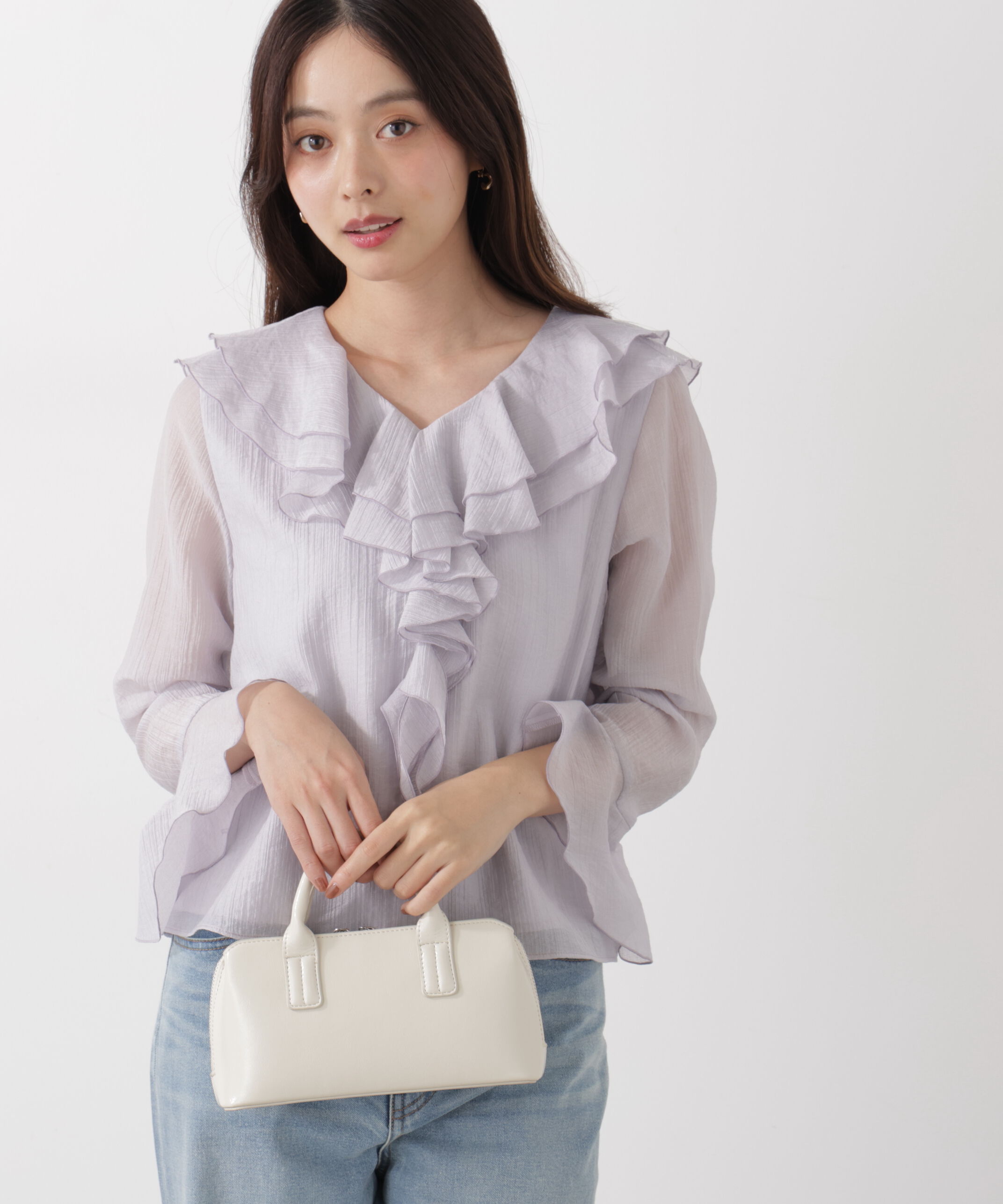 PROPORTION BODY DRESSING「シアー楊柳ラッフルブラウス　26SS」|シャツ・ブラウス|