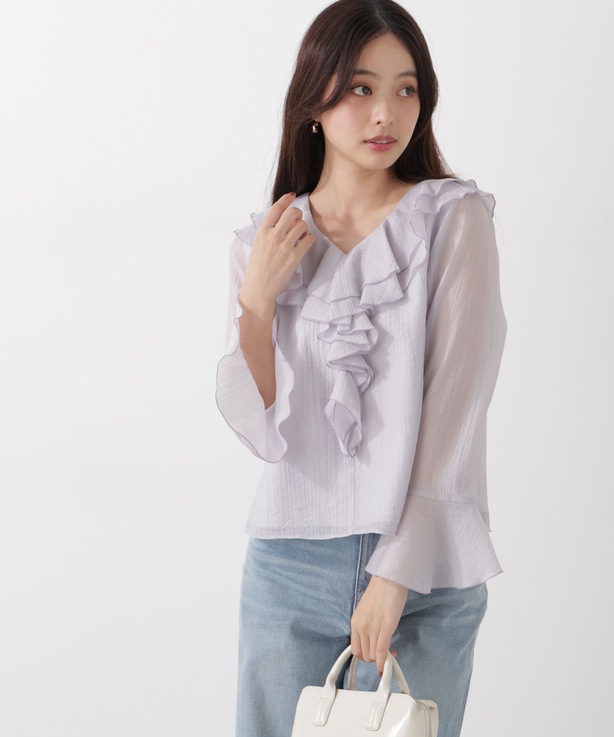 PROPORTION BODY DRESSING「シアー楊柳ラッフルブラウス　26SS」|シャツ・ブラウス|