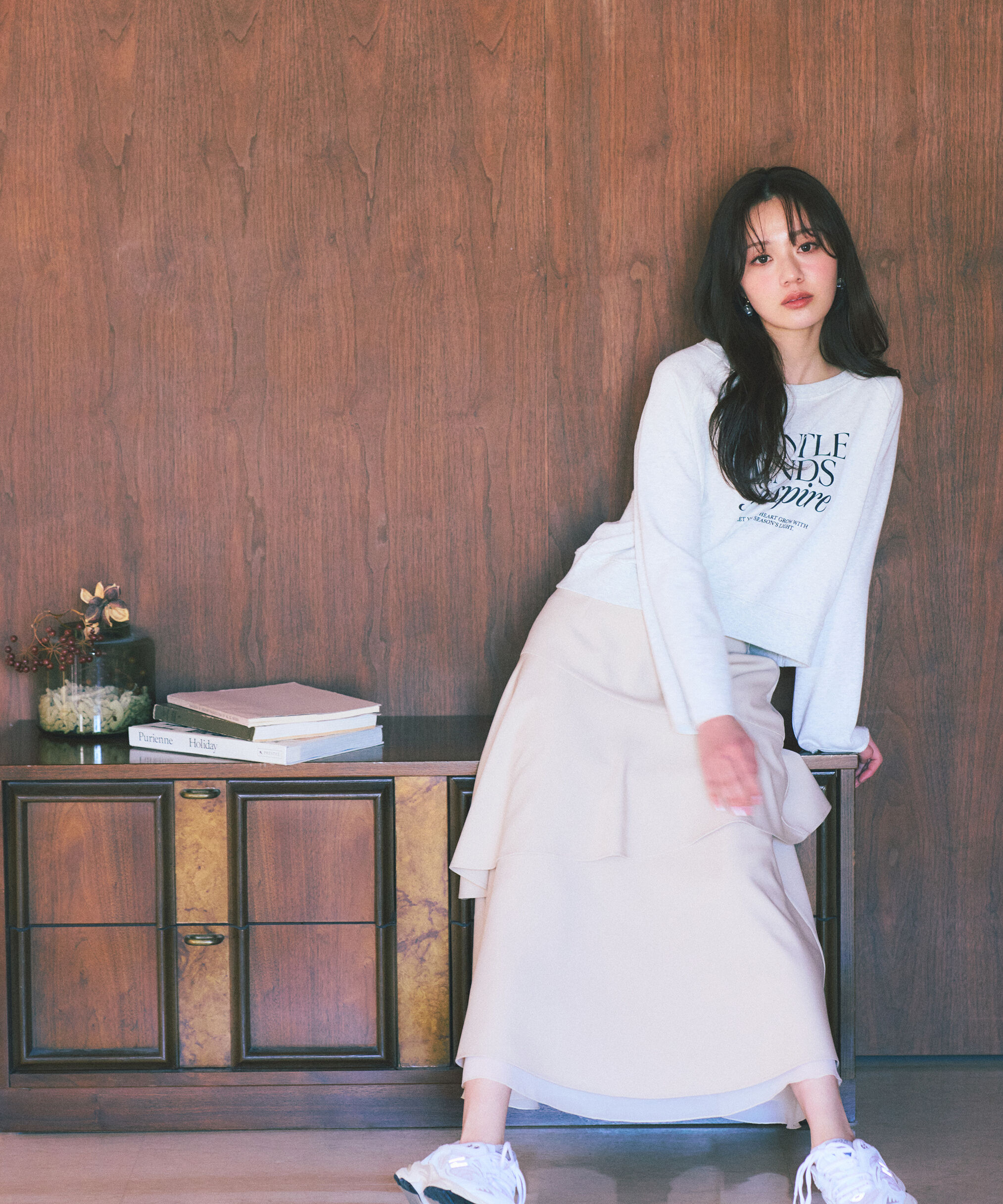 PROPORTION BODY DRESSING「＜ウォッシャブル＞〈a/mie〉ラグランロゴトップス　26SS」|Tシャツ・カットソー|