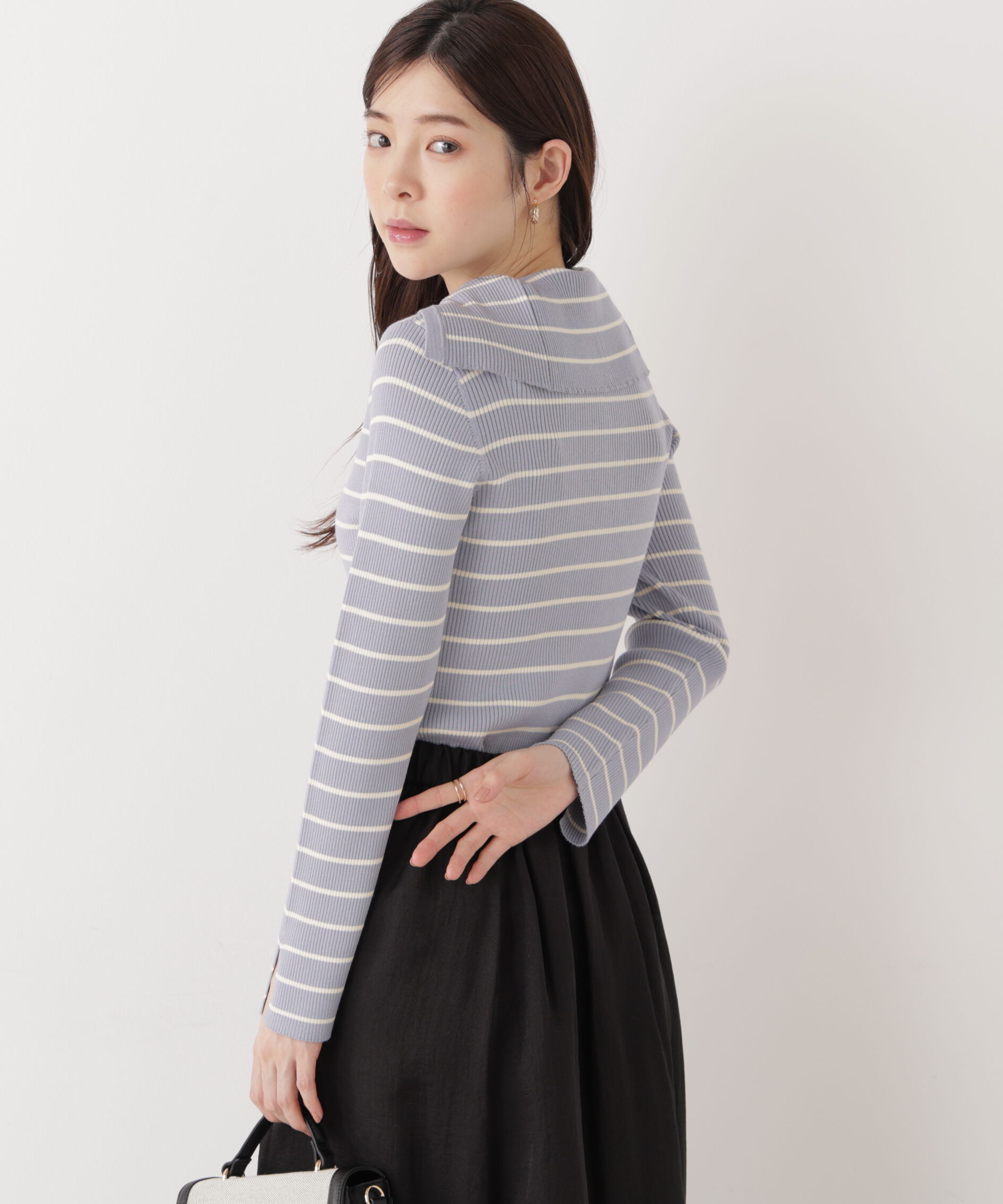 PROPORTION BODY DRESSING「〈a/mie〉ビッグカラーリブニット　　26SS」|カーディガン|