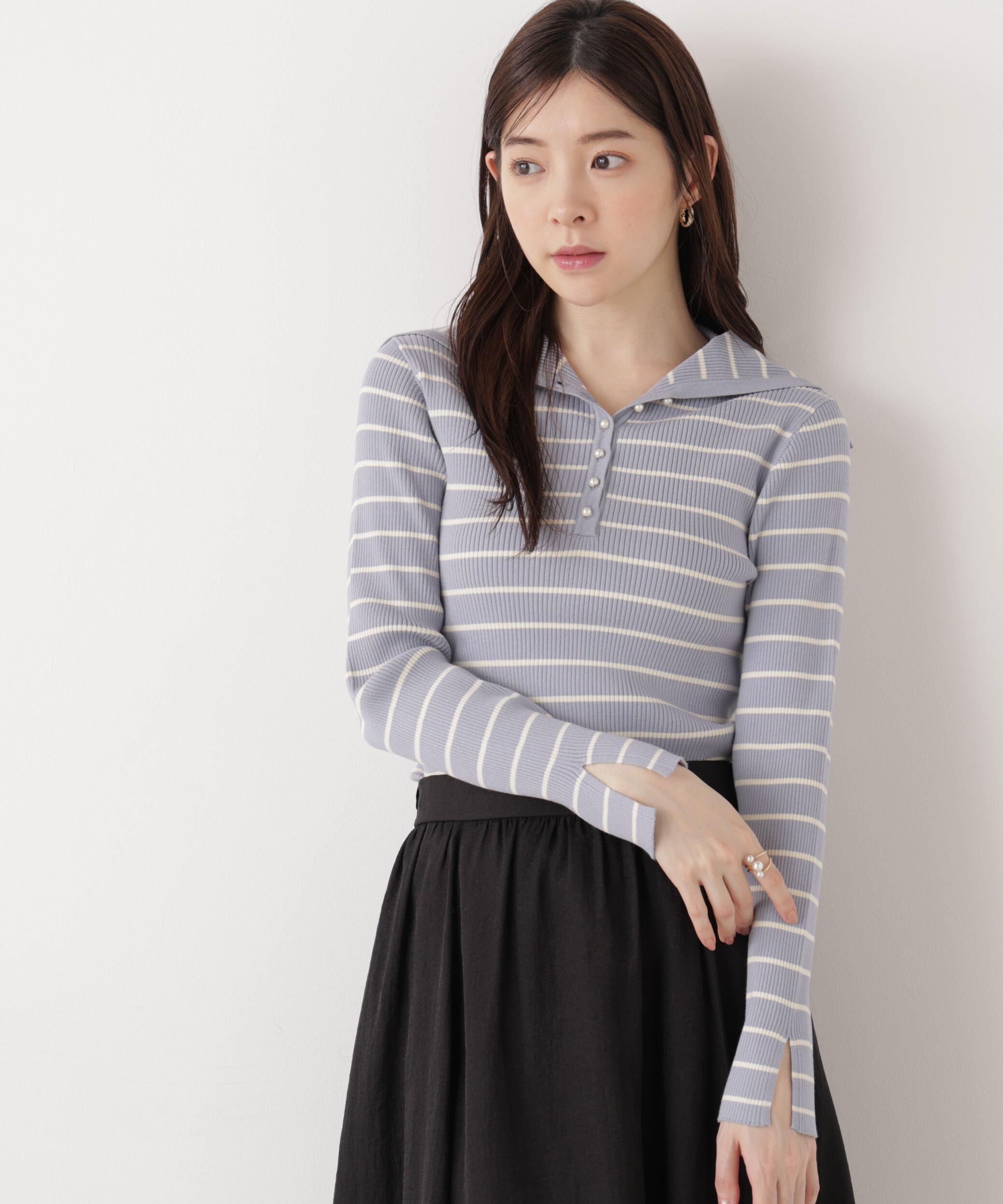 PROPORTION BODY DRESSING「〈a/mie〉ビッグカラーリブニット　　26SS」|カーディガン|