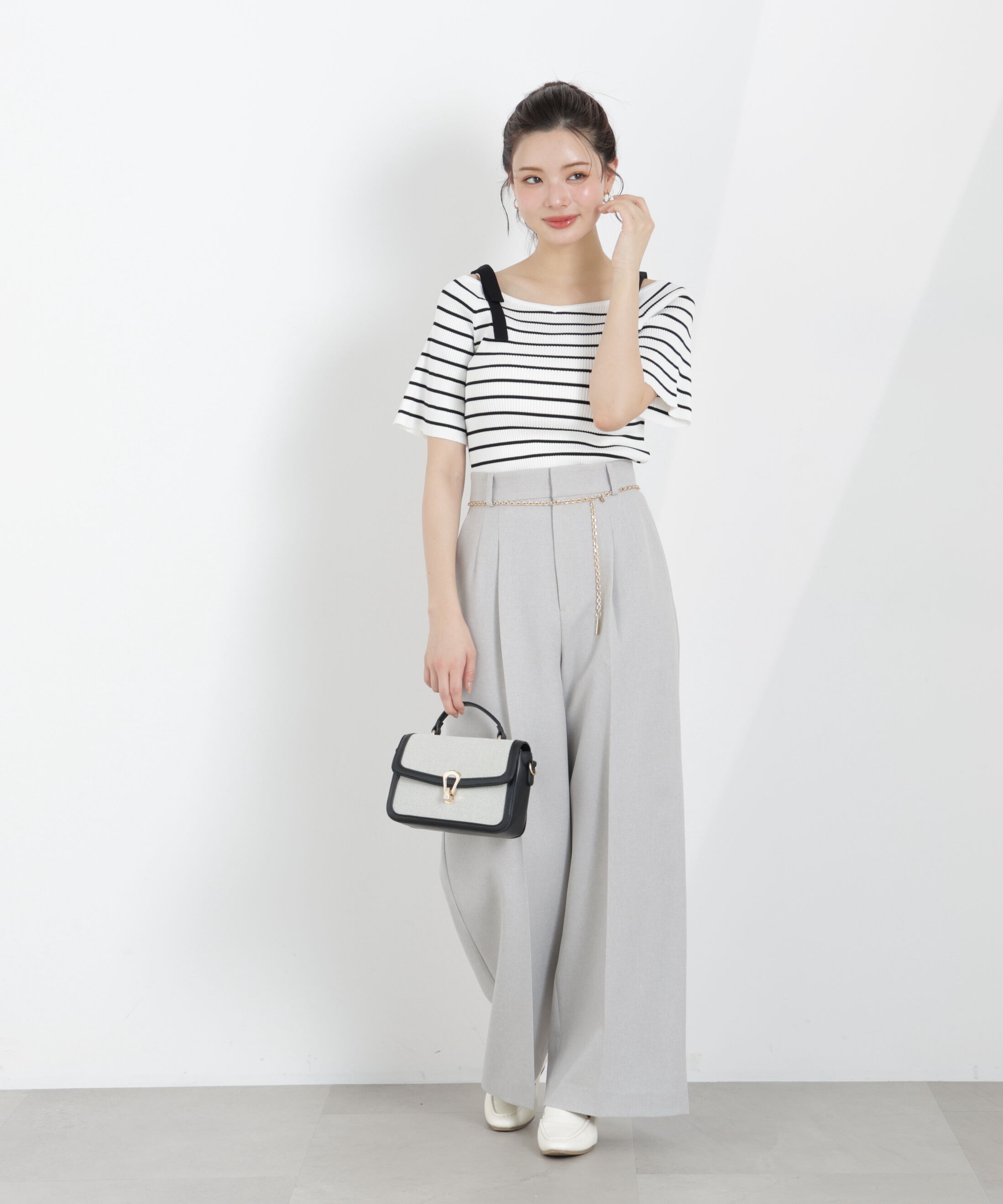 PROPORTION BODY DRESSING「チェーン付きワイドパンツ　26SS」|その他|グレー