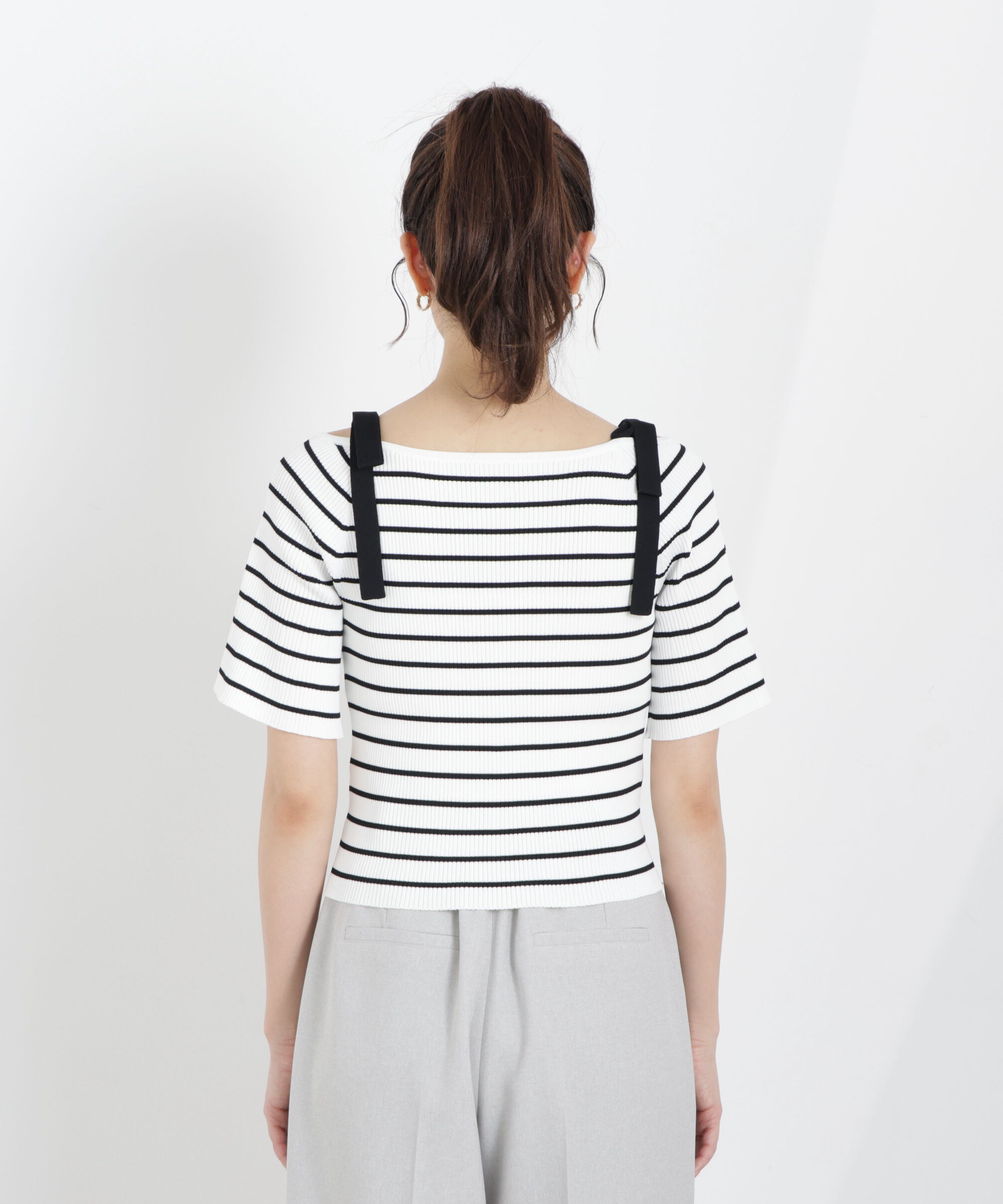 PROPORTION BODY DRESSING「＜ウォッシャブル/UV＞肩リボンオフショルニット　26SS」|ニット・セーター|