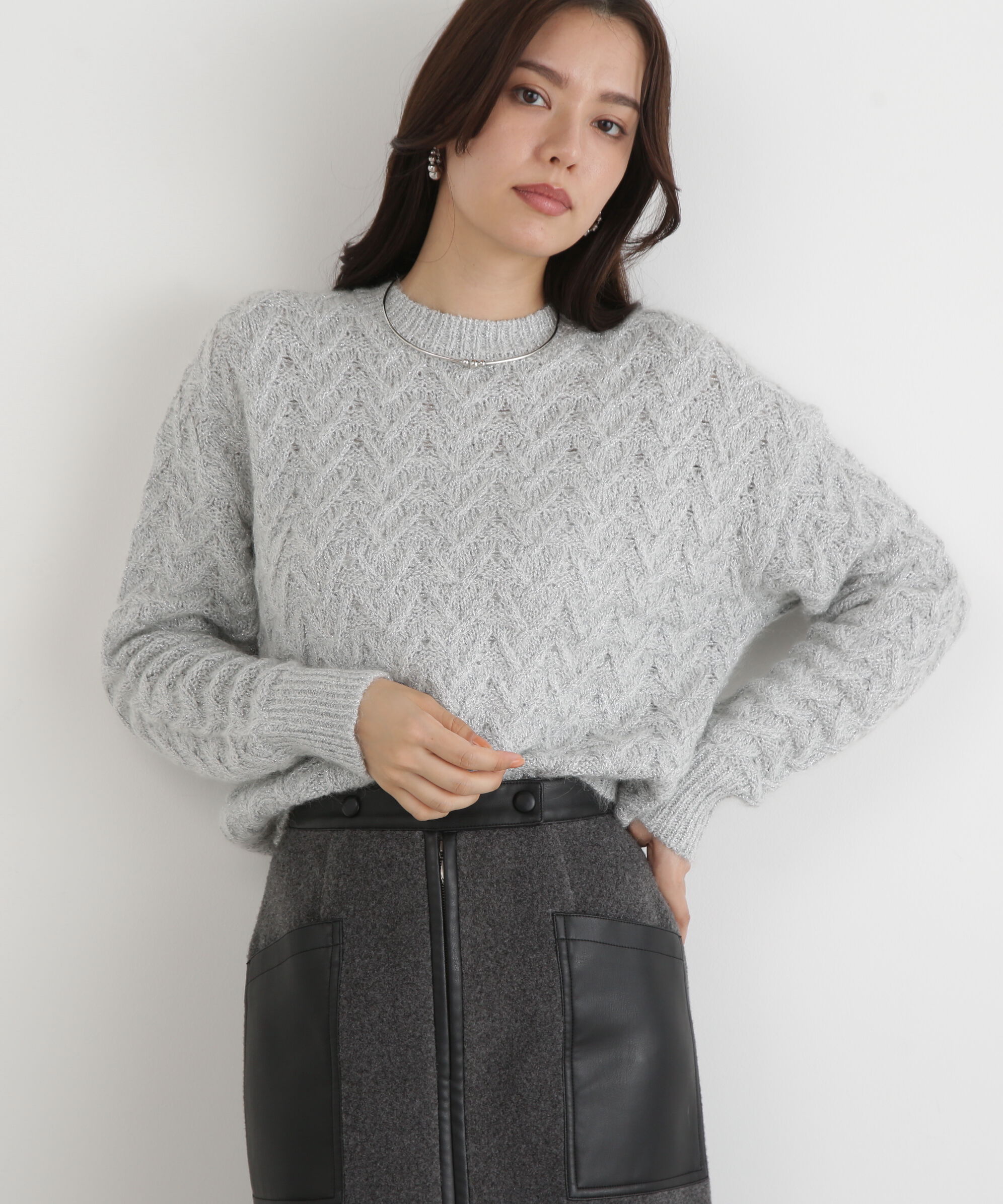  「◆ラメケーブルニットプルオーバー」|ニット・セーター|