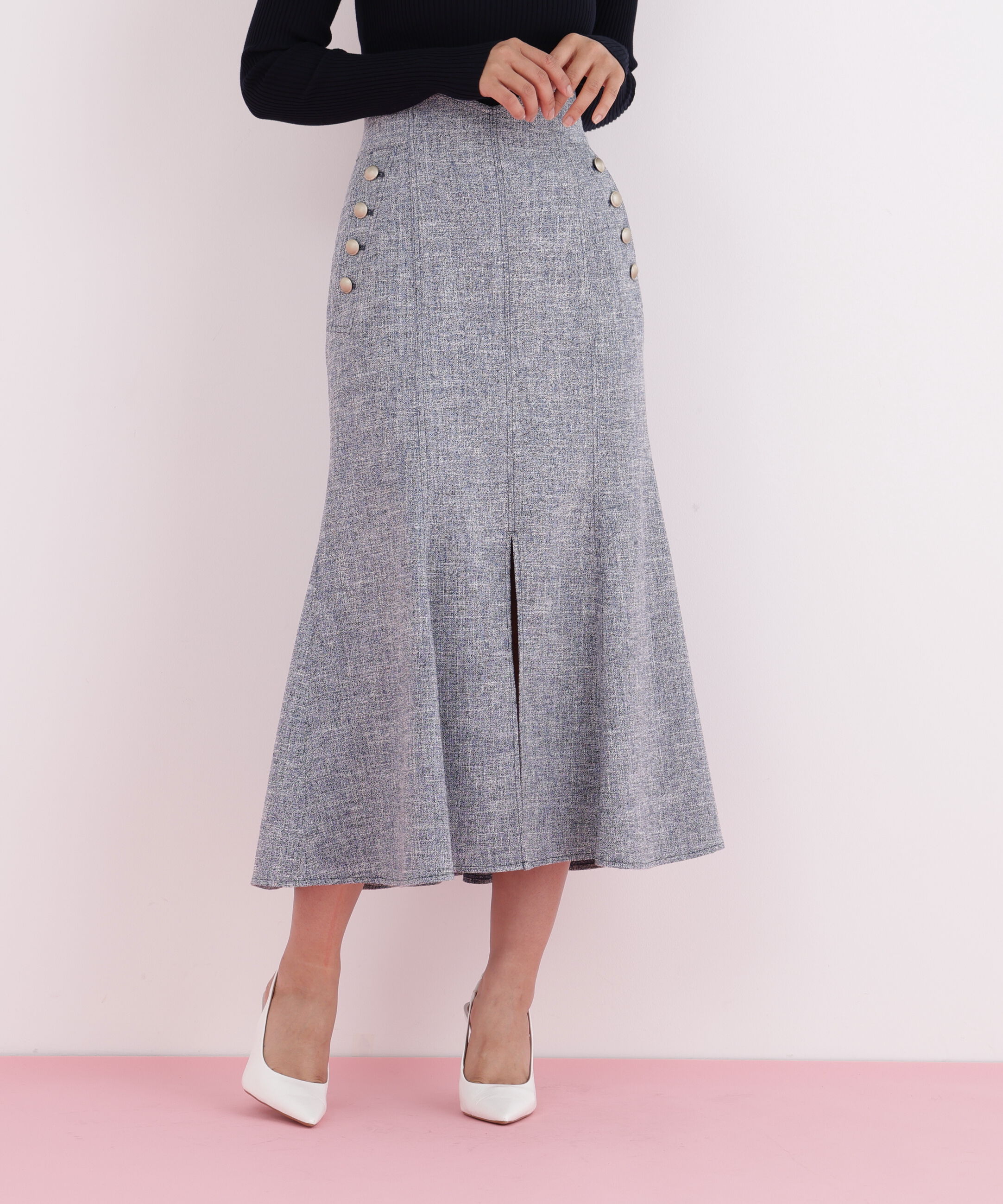  「ミックスブッチャーマーメイドスカート」|スカート|ネイビー系