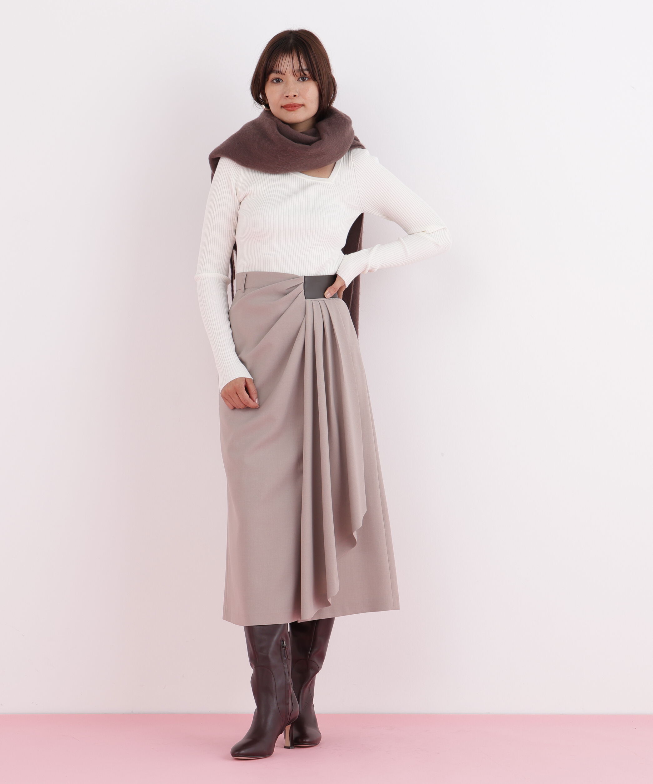  「サイドパッチタックスカート」|スカート|