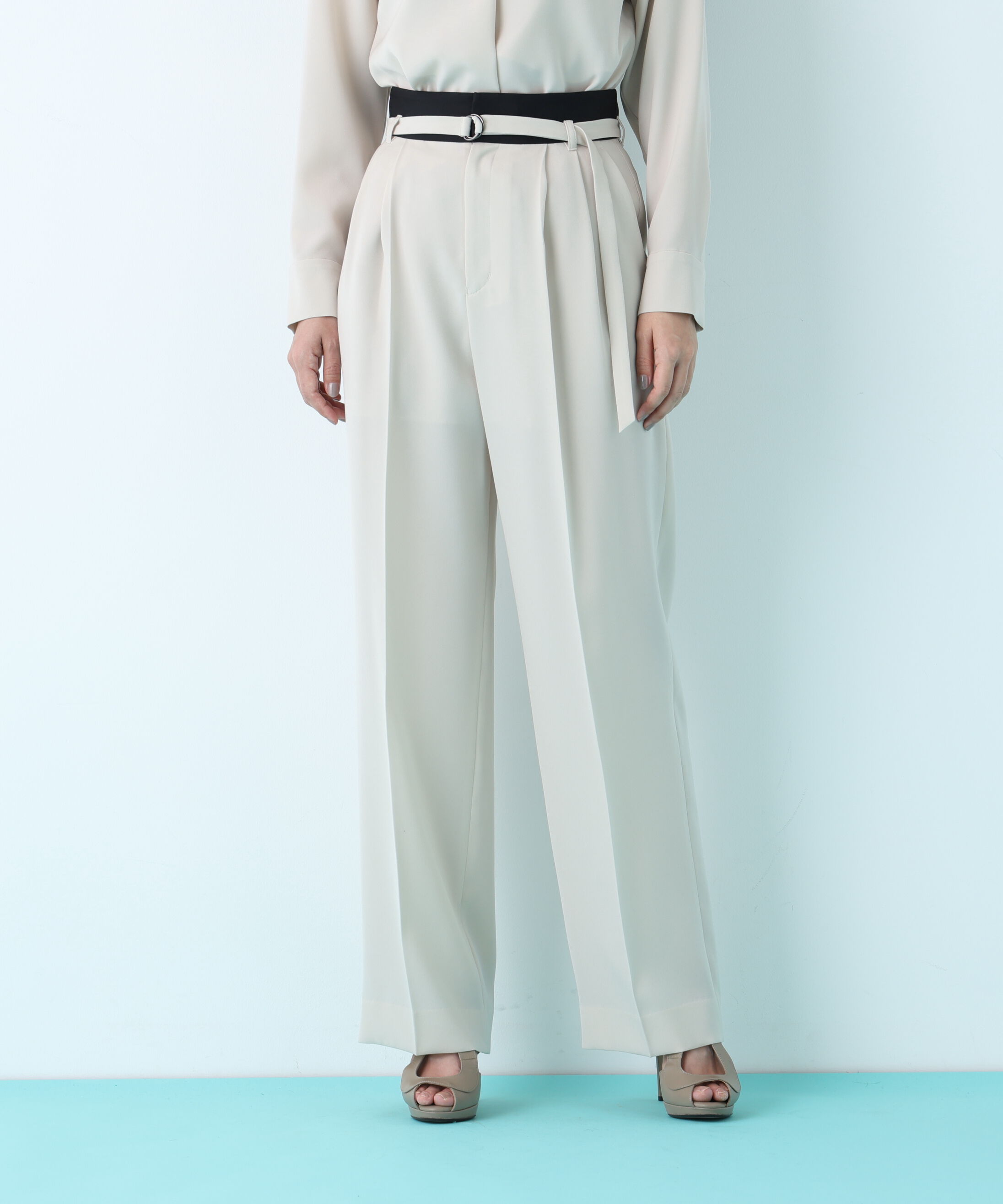  「ダブルサテンタックワイドパンツ」|その他|