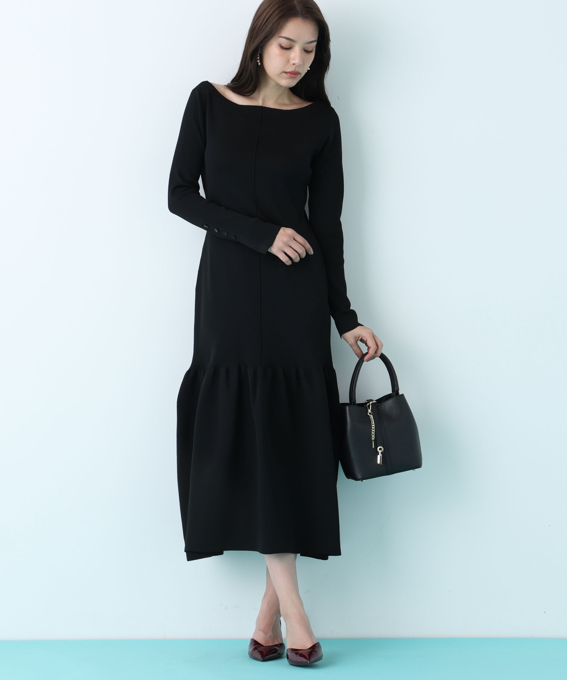  「ボートネックマーメイドニットワンピース」|ワンピース|