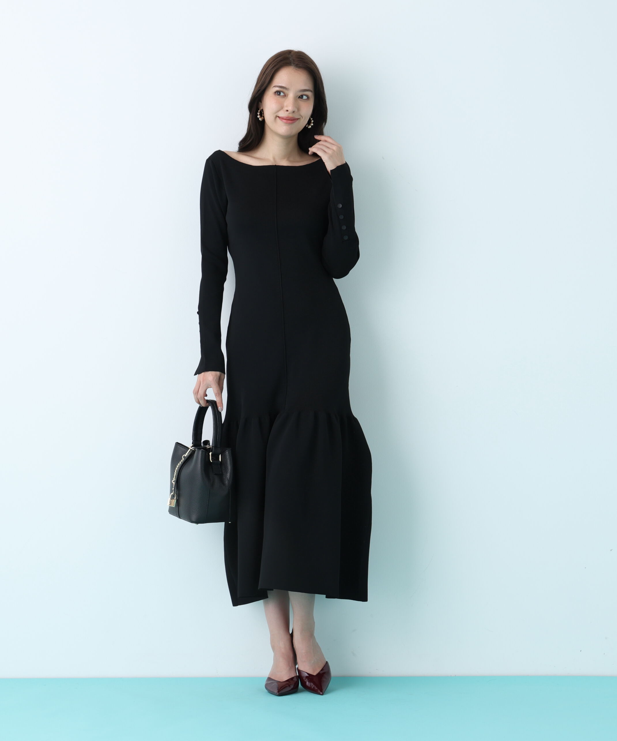  「ボートネックマーメイドニットワンピース」|ワンピース|