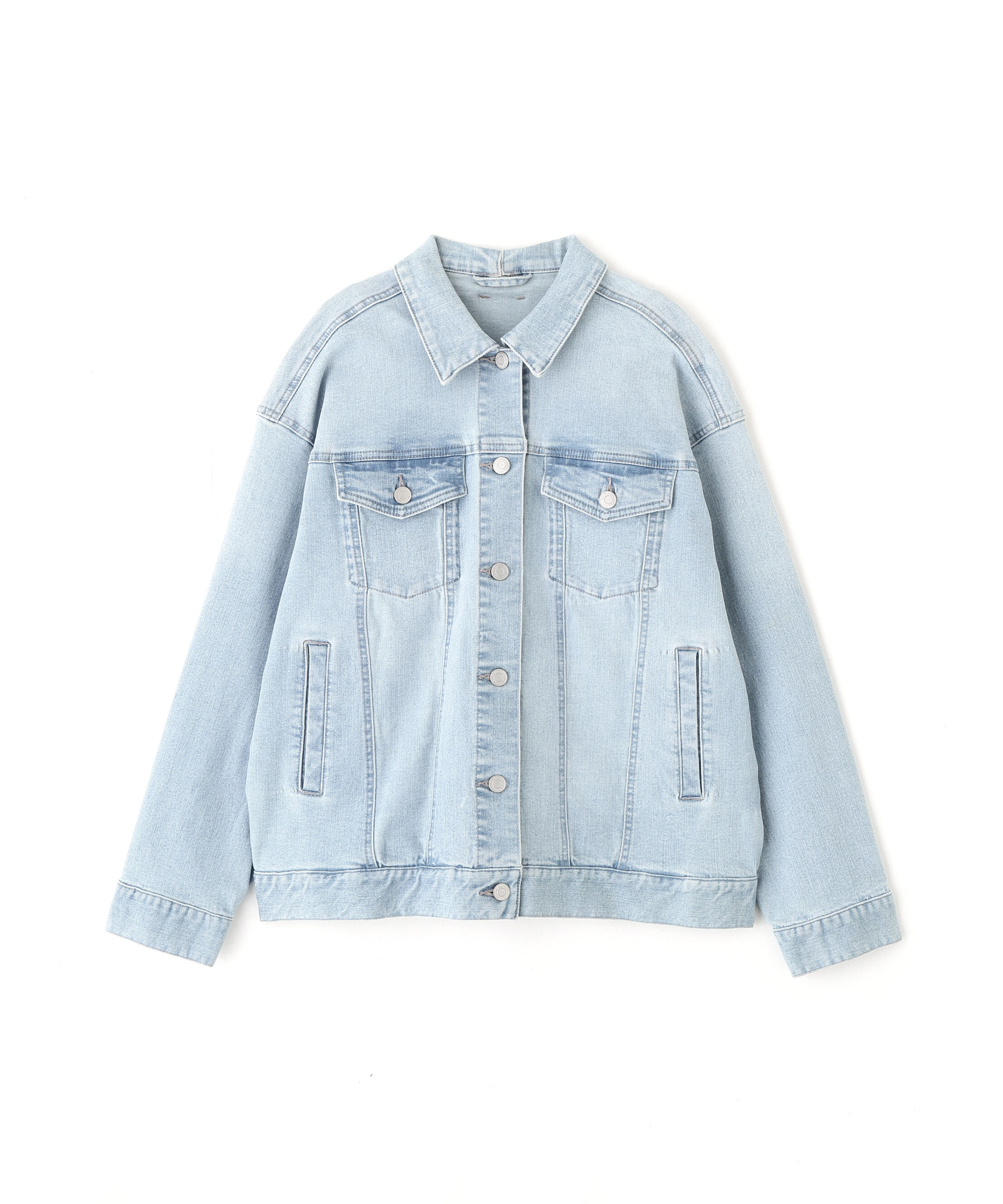  「ルーズカラーデニムジャケット」|ブルゾン・スタジャン|