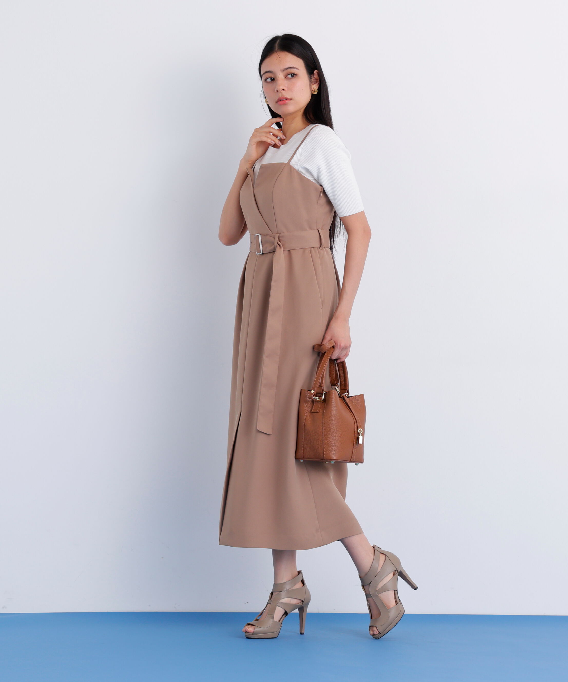  「［美香さん着用］ストラップジャンパースカート」|ワンピース|