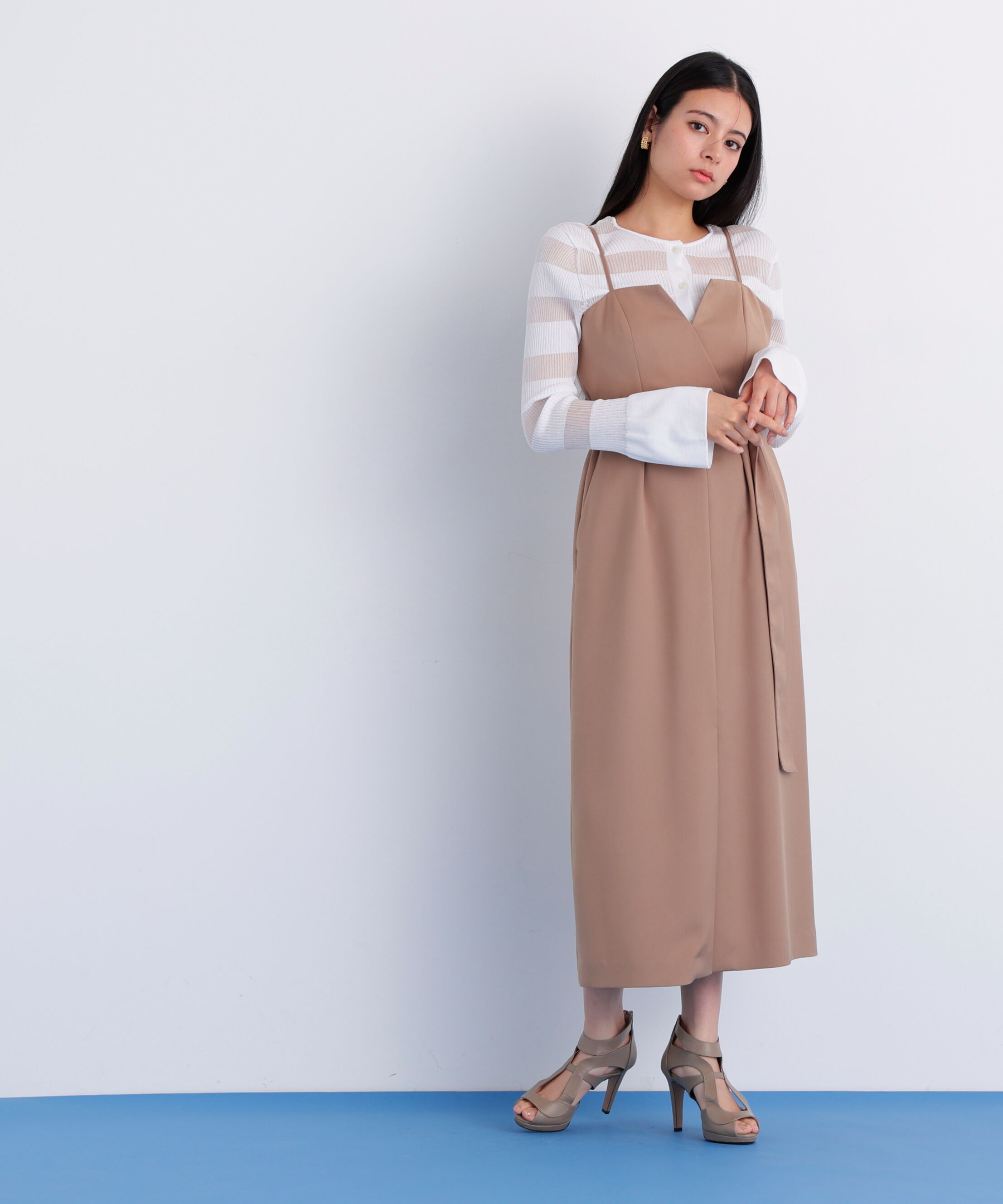  「［美香さん着用］ストラップジャンパースカート」|ワンピース|