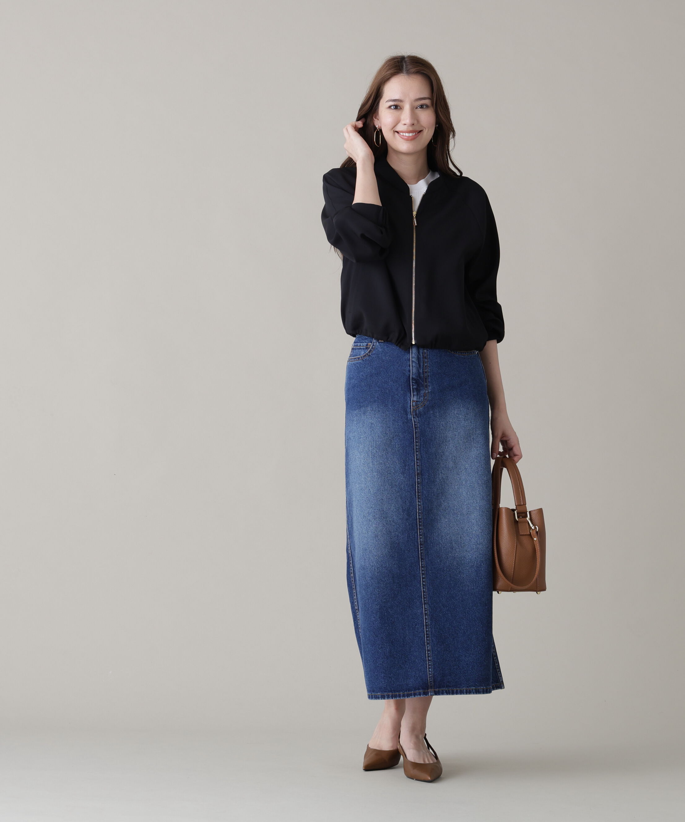  「［美香さん着用］シアーカラミショートブルゾン」|ブルゾン・スタジャン|