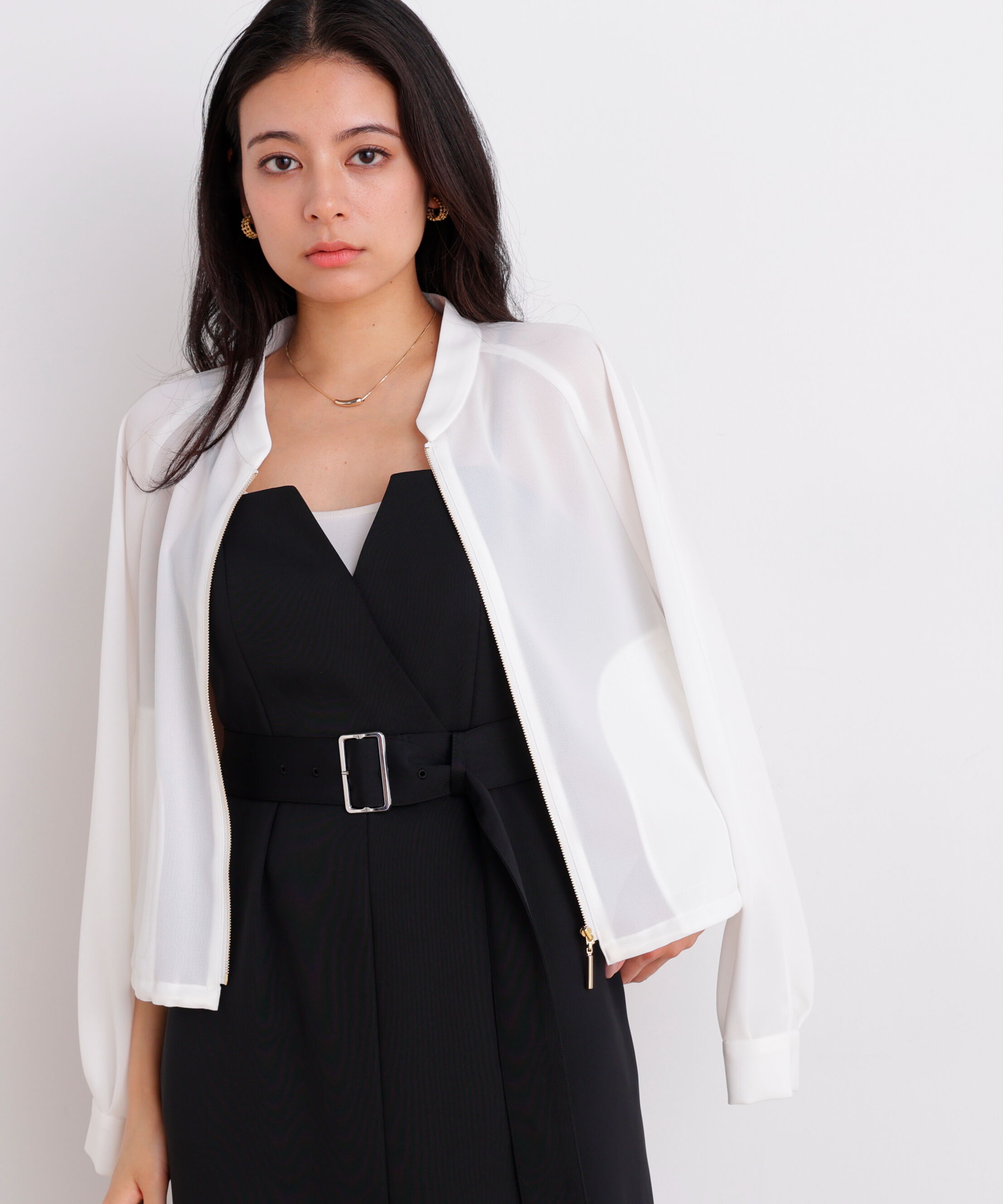  「［美香さん着用］シアーカラミショートブルゾン」|ブルゾン・スタジャン|