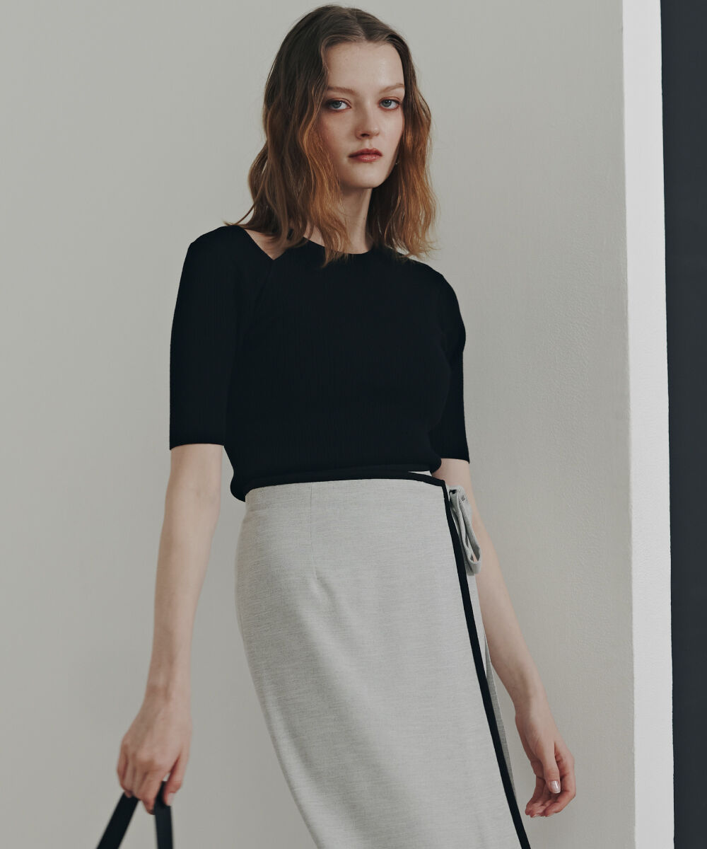  「［美香さん着用］カッティングニットプルオーバー」|ニット・セーター|ブラック