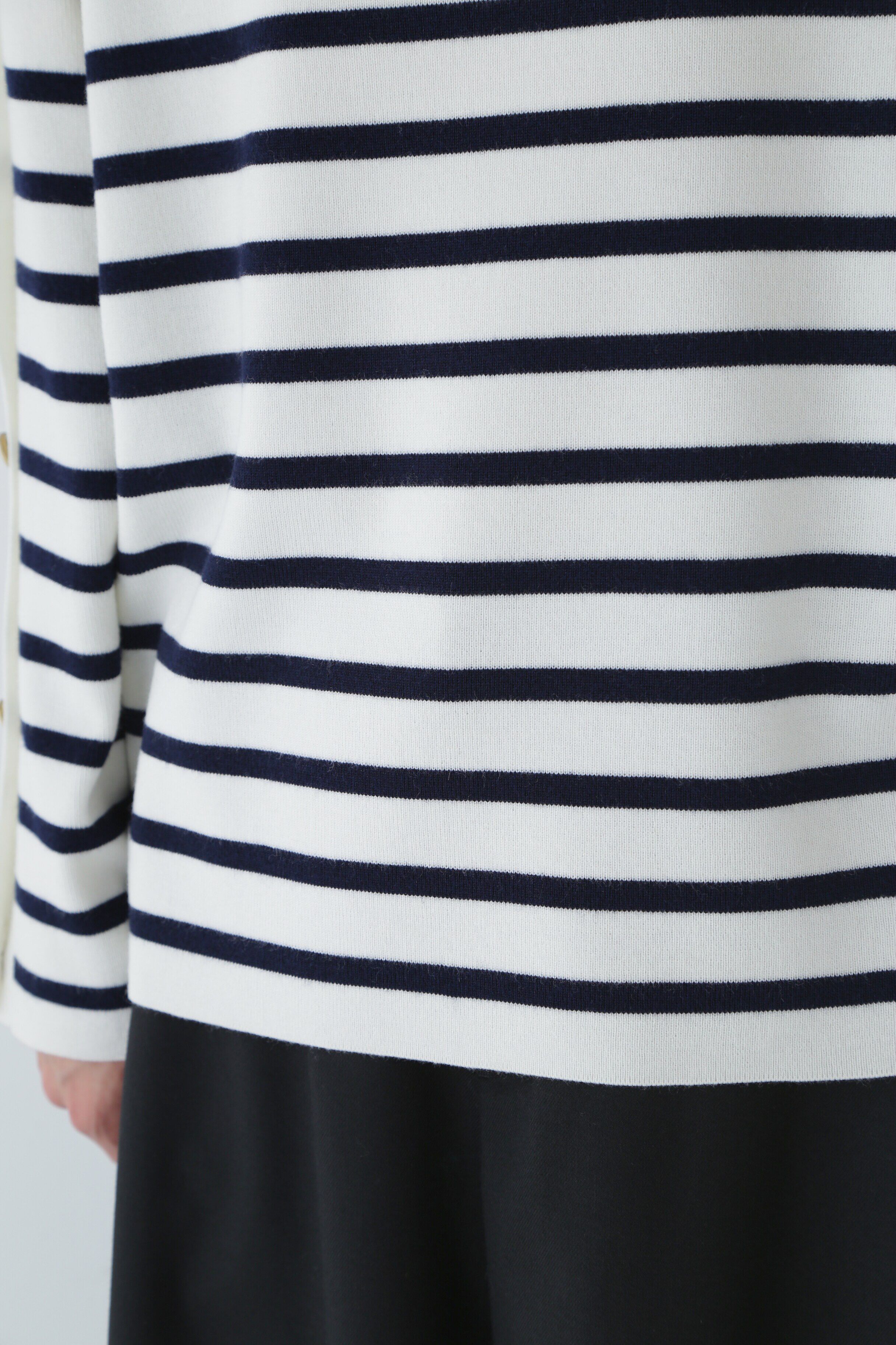  「◆袖ボタン付きボーダーニット」|ニット・セーター|