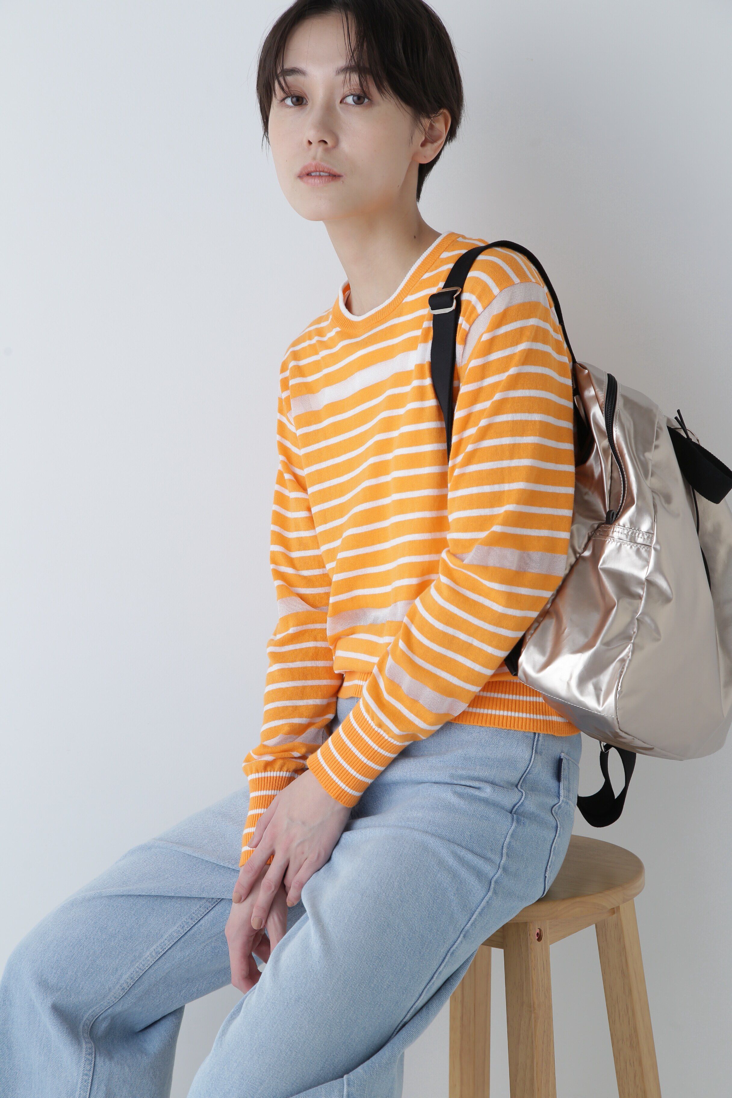  「◆シアーボーダーニット」|ニット・セーター|オレンジ&times;ホ  3