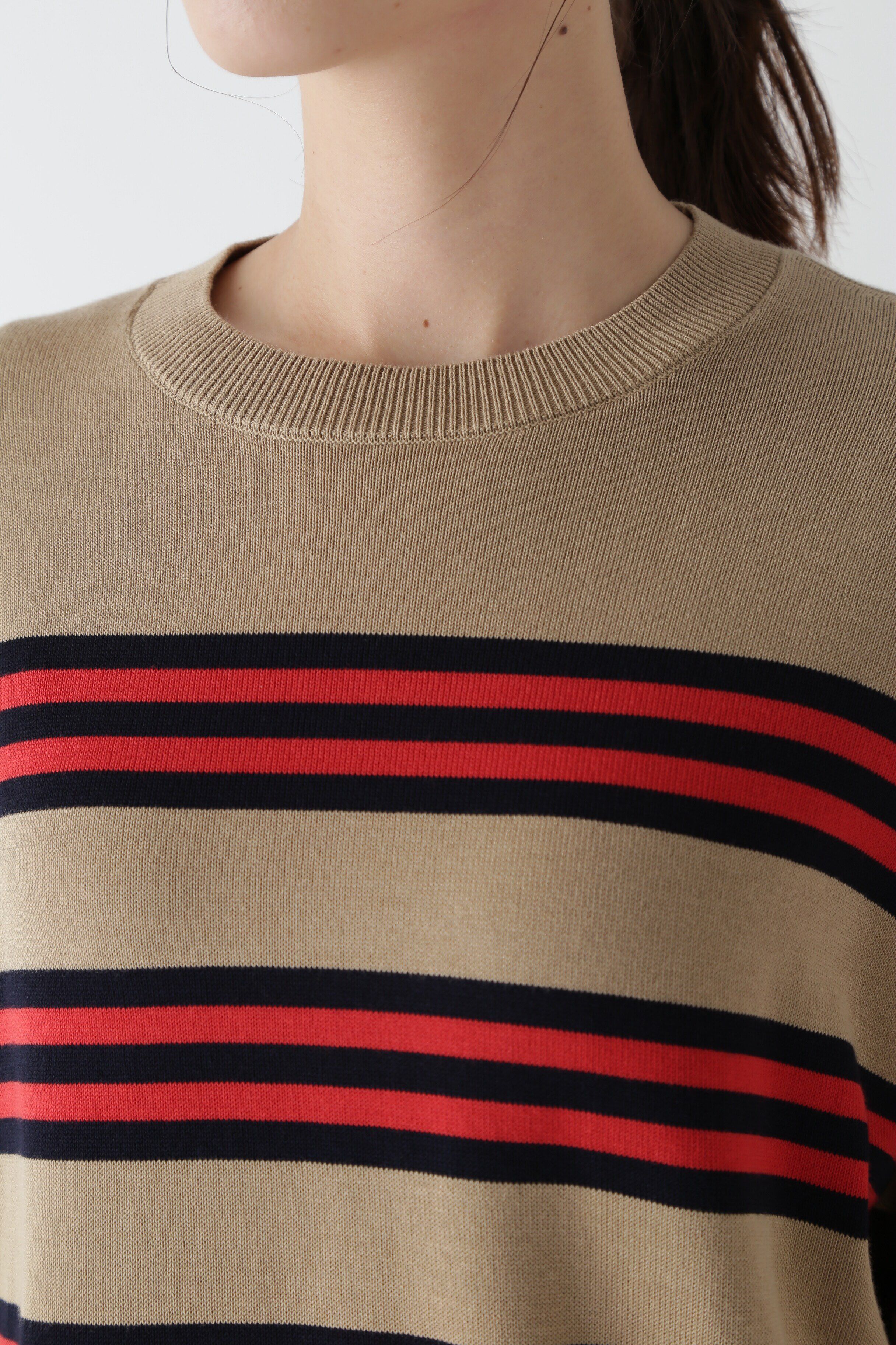  「◆オーガニックコットンランダムボーダープルオーバー」|ニット・セーター|