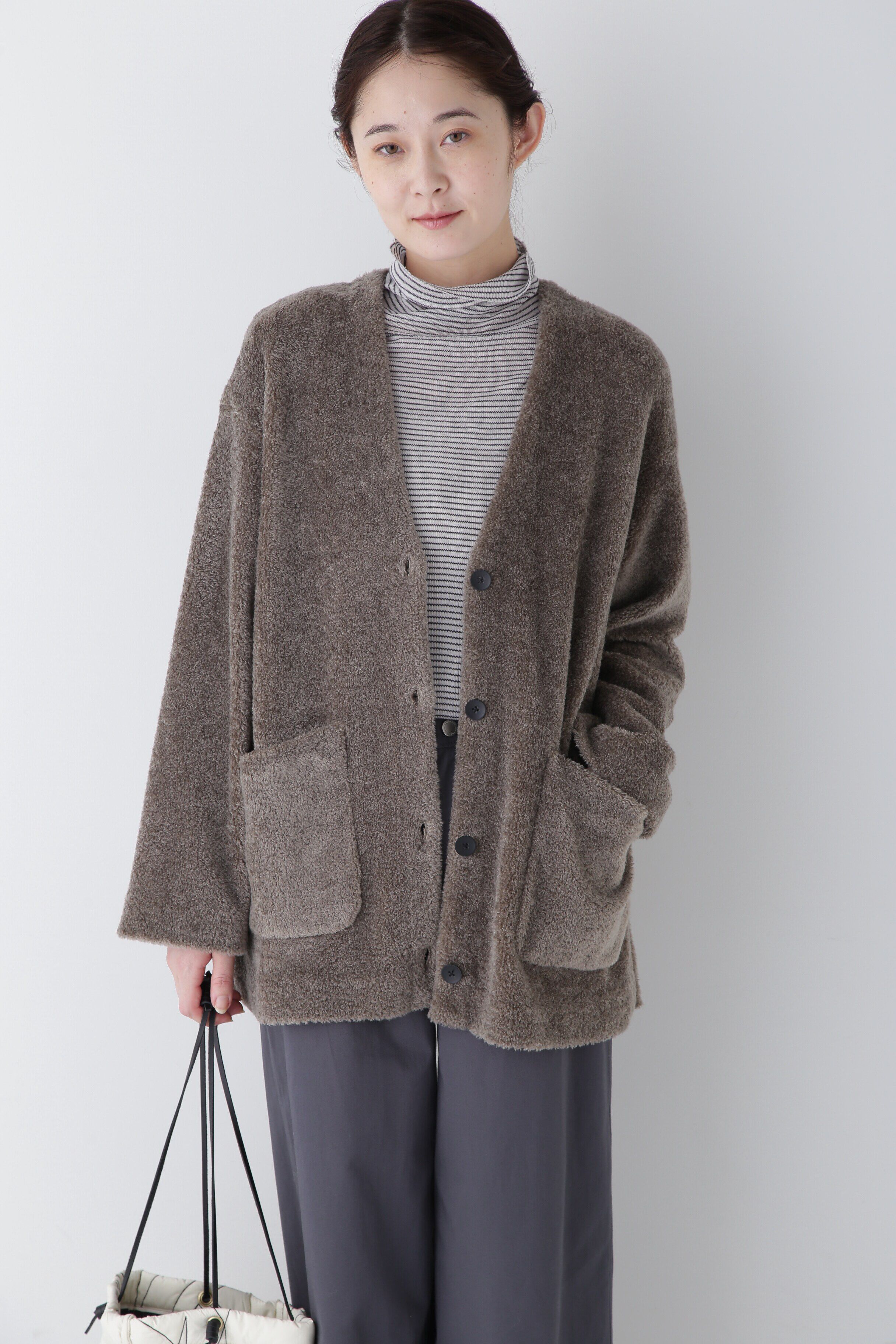  「◆トイプー起毛Ｖネックカーディガン」|Tシャツ・カットソー|カーキ