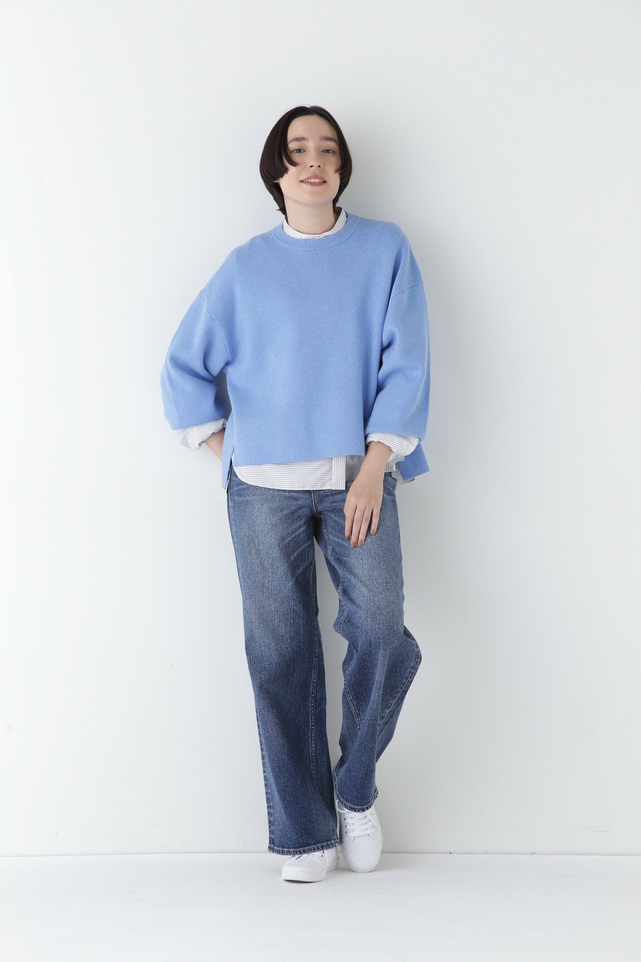  「◆コットンロンストバンドカラーブラウス」|シャツ・ブラウス|