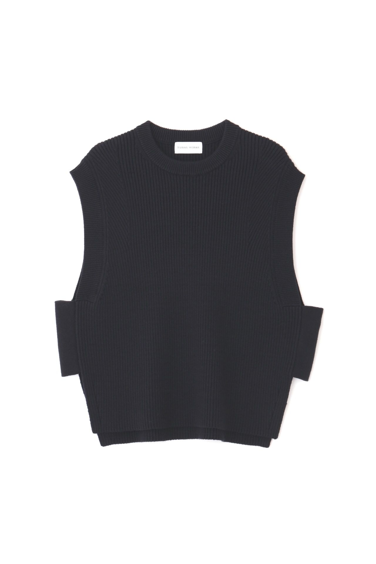  「◆【ウォッシャブル】綿ポリリブ見えクルーベスト」|ニット・セーター|