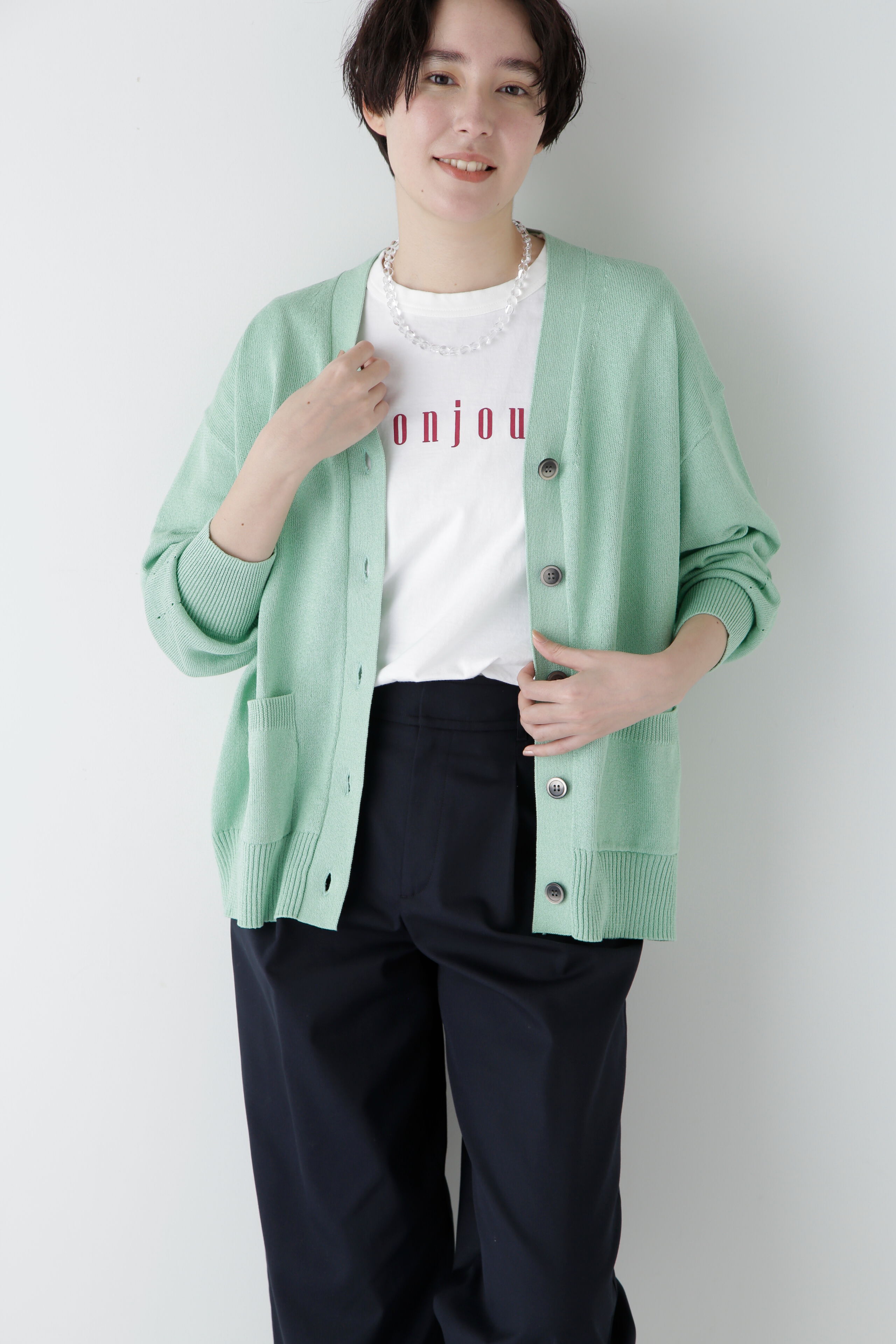  「◆【ウォッシャブル】ペーパーヤーンミドル丈カーディガン」|ニット・セーター|