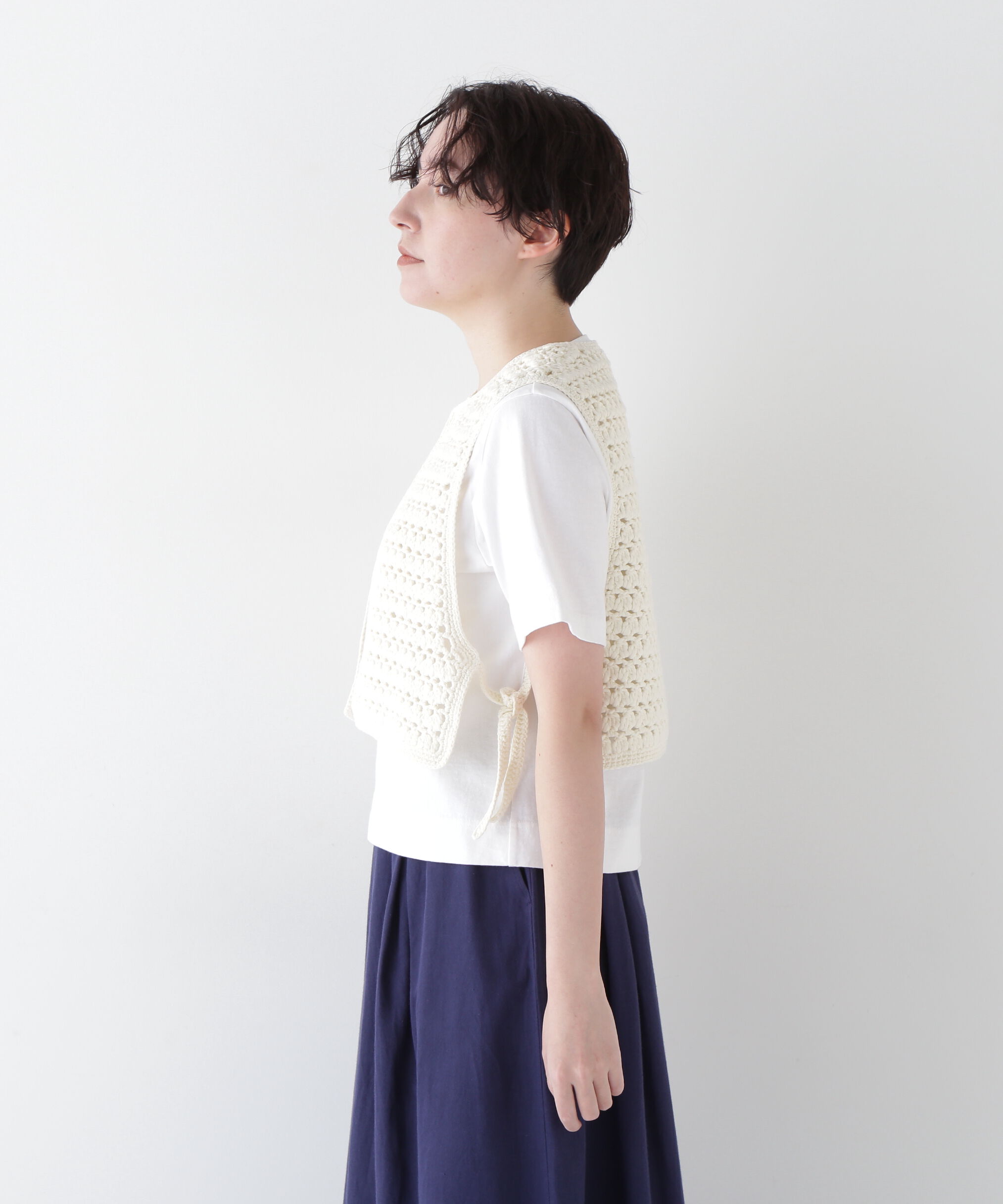  「◆【ウォッシャブル】コットンクロシェベスト」|ニット・セーター|