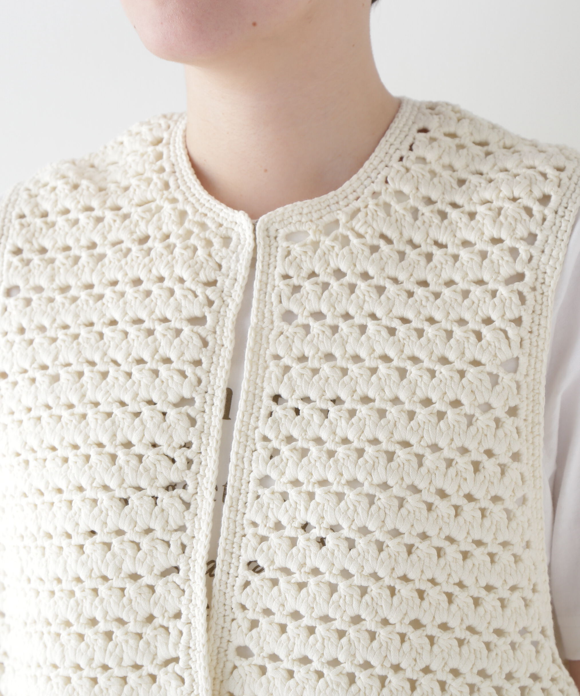  「◆【ウォッシャブル】コットンクロシェベスト」|ニット・セーター|