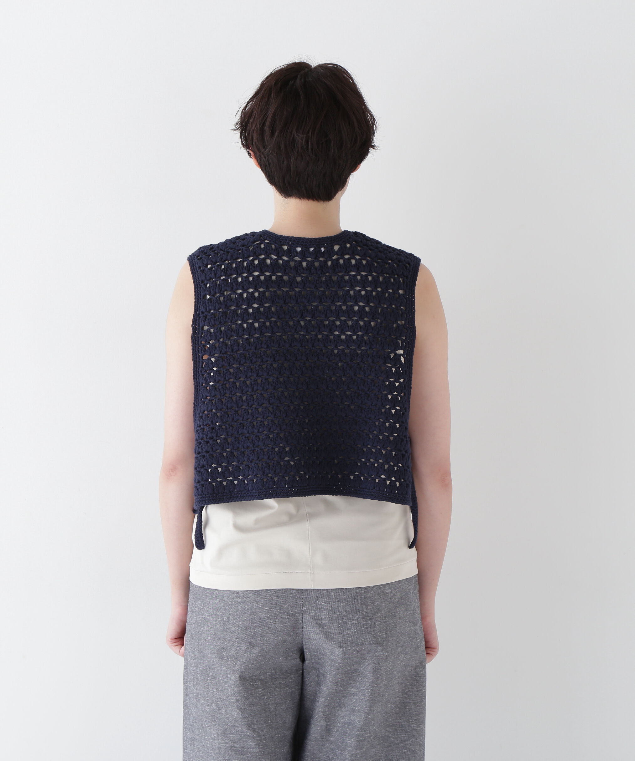  「◆【ウォッシャブル】コットンクロシェベスト」|ニット・セーター|