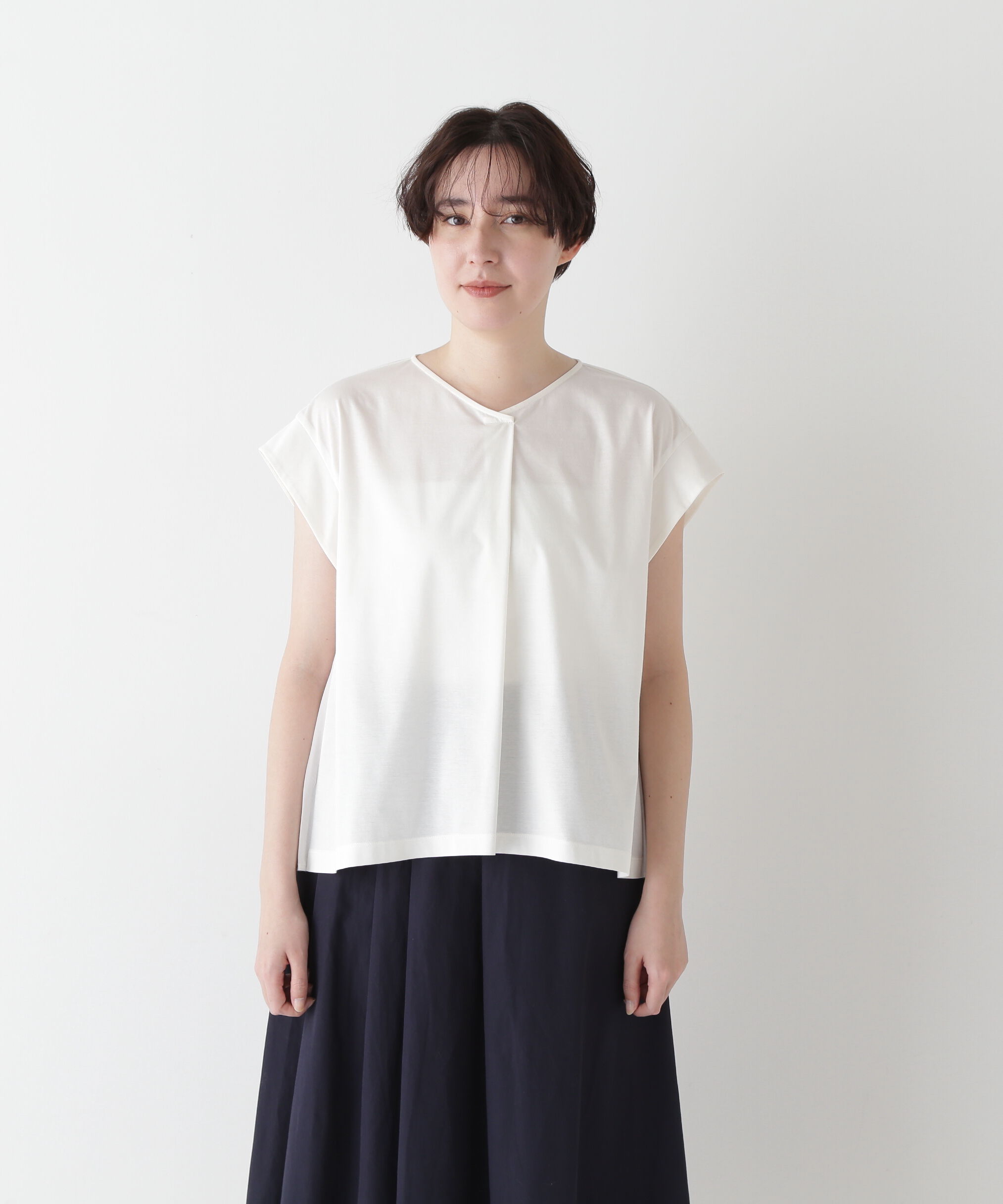  「◆【接触冷感】プリーツドッキングカットソープルオーバー」|Tシャツ・カットソー|