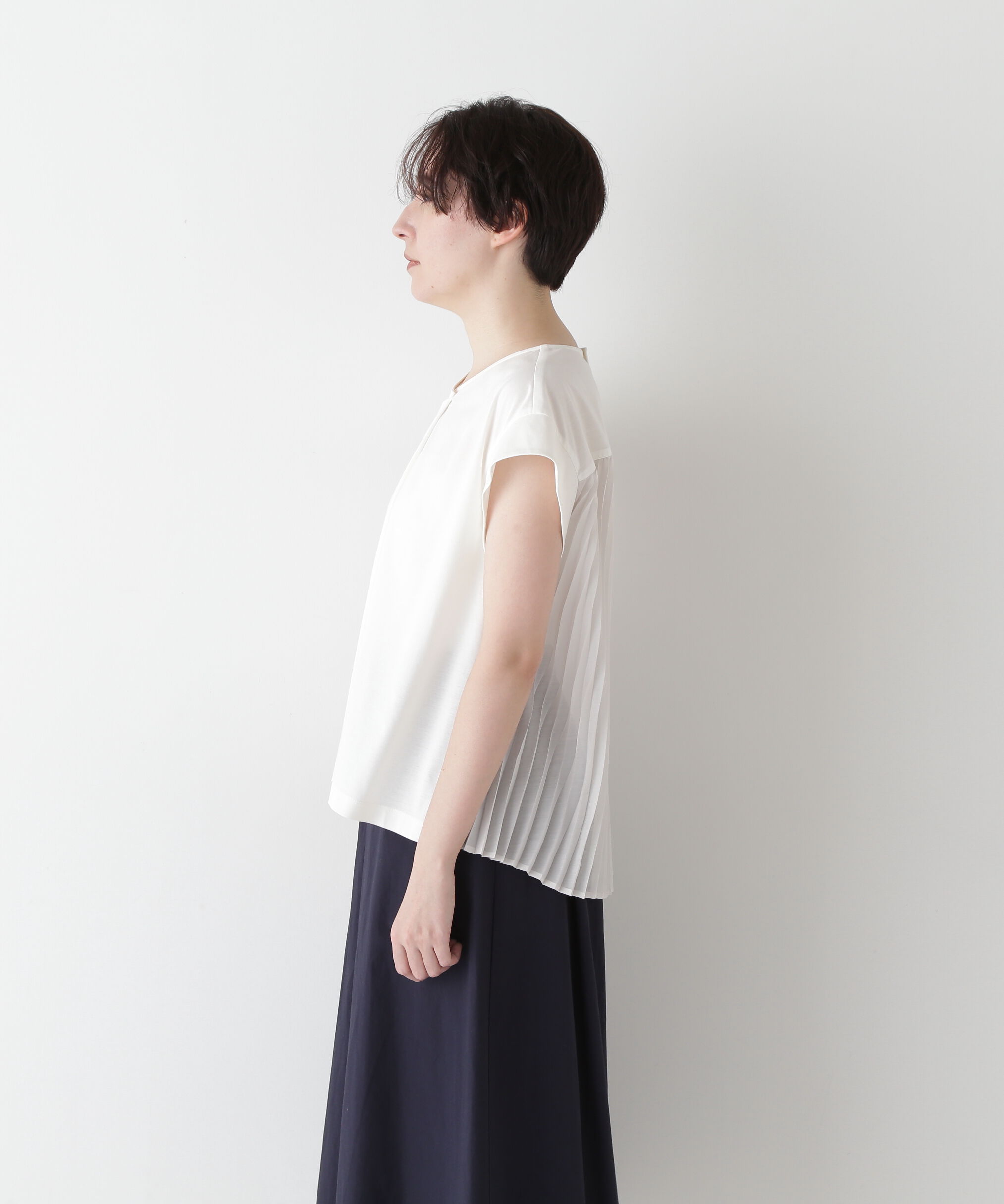  「◆【接触冷感】プリーツドッキングカットソープルオーバー」|Tシャツ・カットソー|