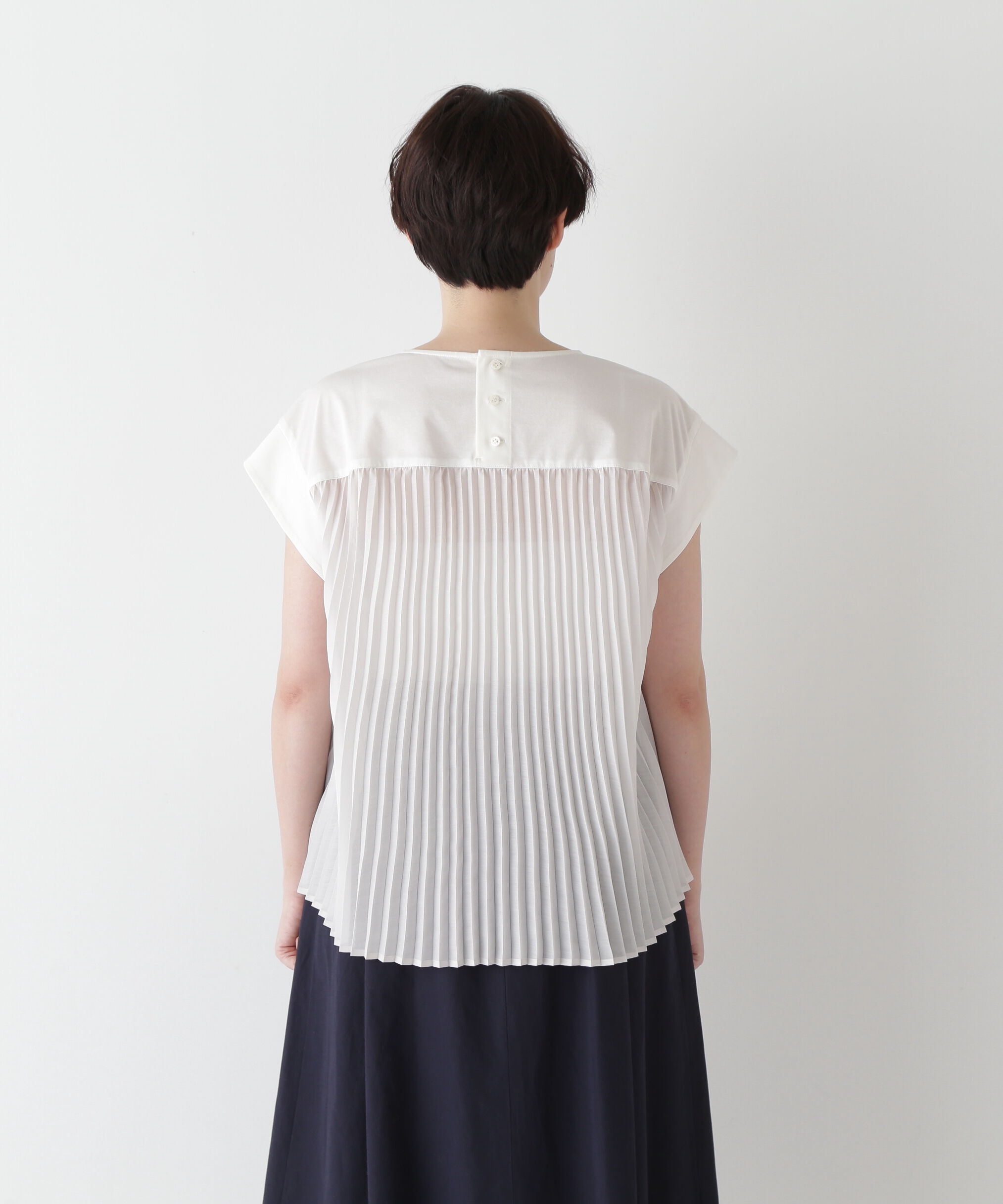  「◆【接触冷感】プリーツドッキングカットソープルオーバー」|Tシャツ・カットソー|