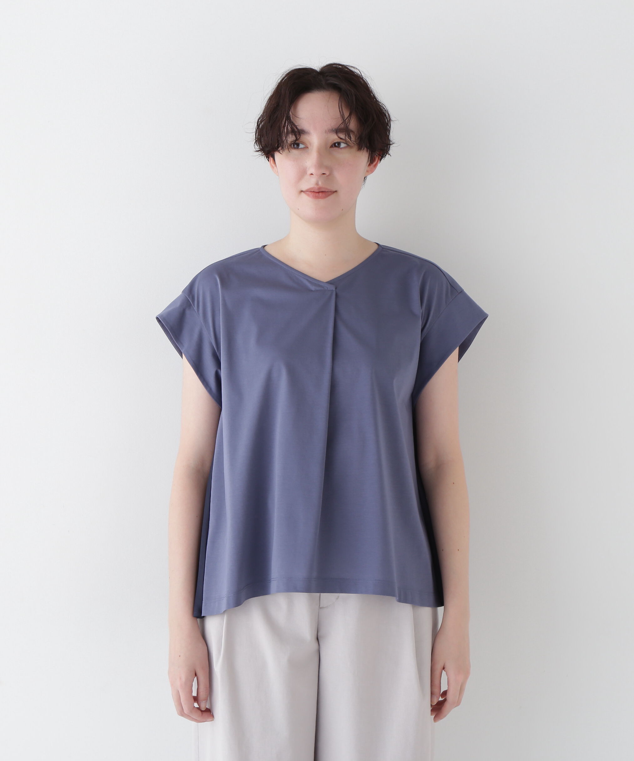  「◆【接触冷感】プリーツドッキングカットソープルオーバー」|Tシャツ・カットソー|